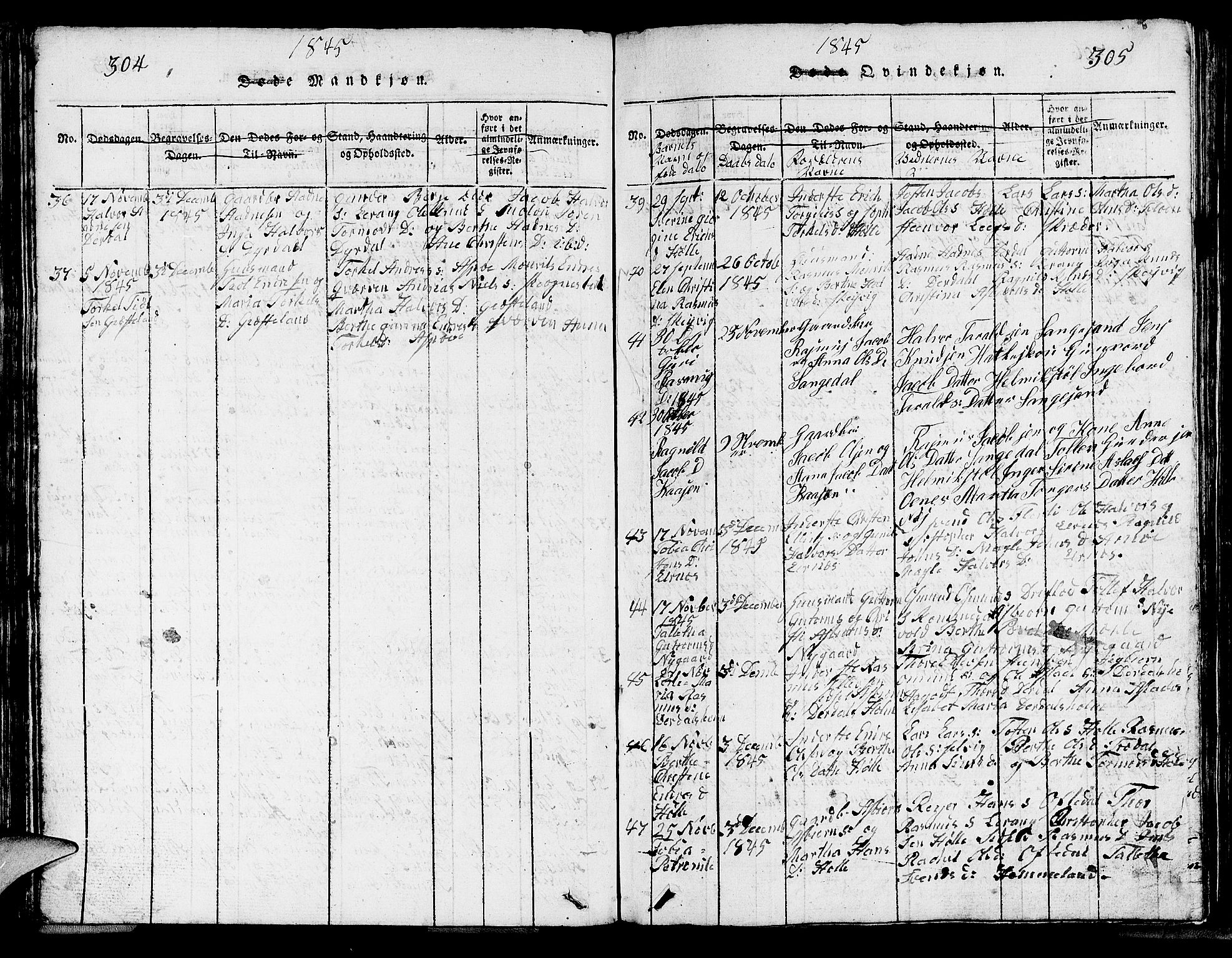Strand sokneprestkontor, SAST/A-101828/H/Ha/Hab/L0002: Parish register (copy) no. B 2, 1816-1854, p. 304-305