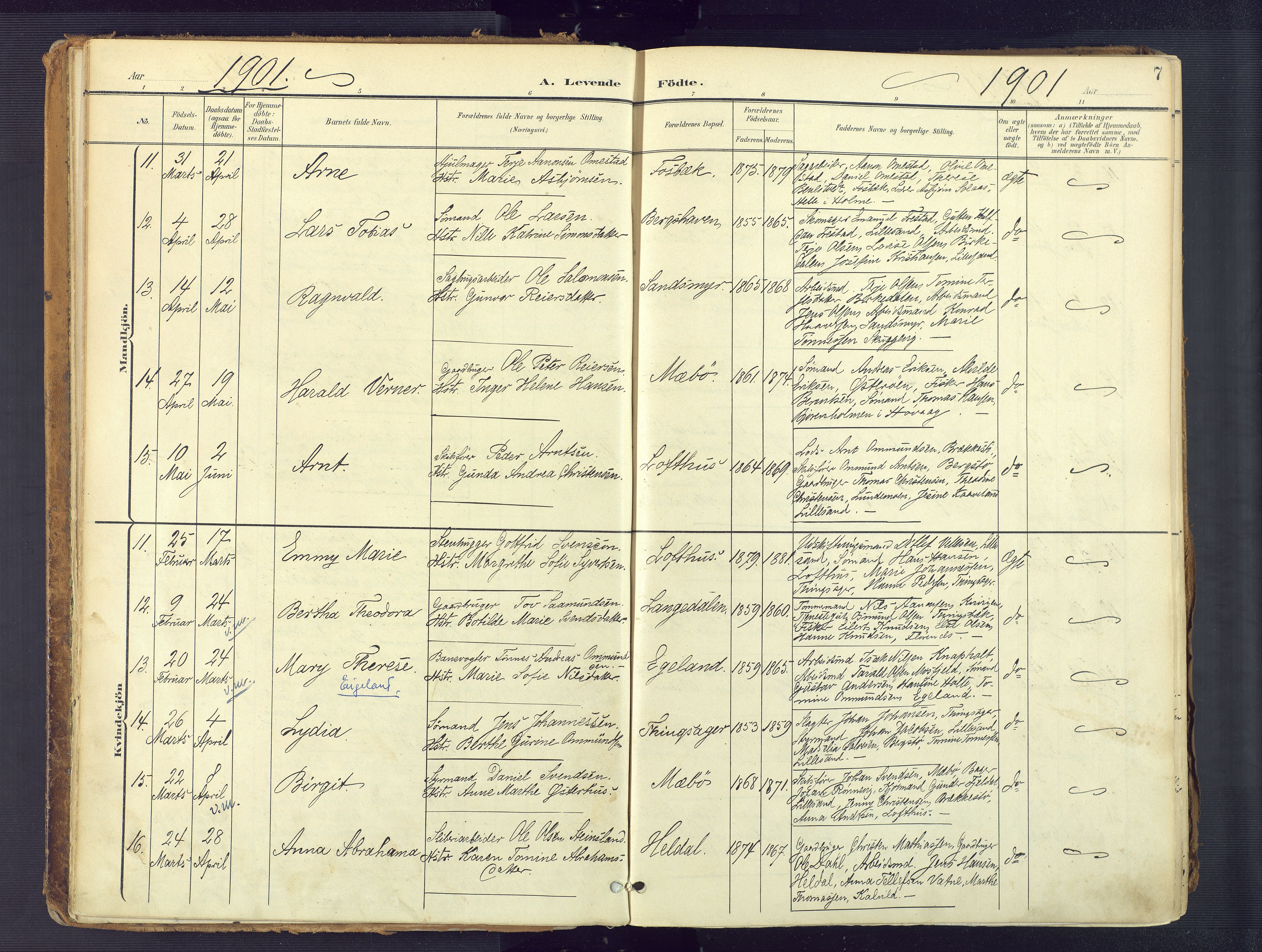 Vestre Moland sokneprestkontor, SAK/1111-0046/F/Fa/Fab/L0010: Parish register (official) no. A 10, 1900-1926, p. 7