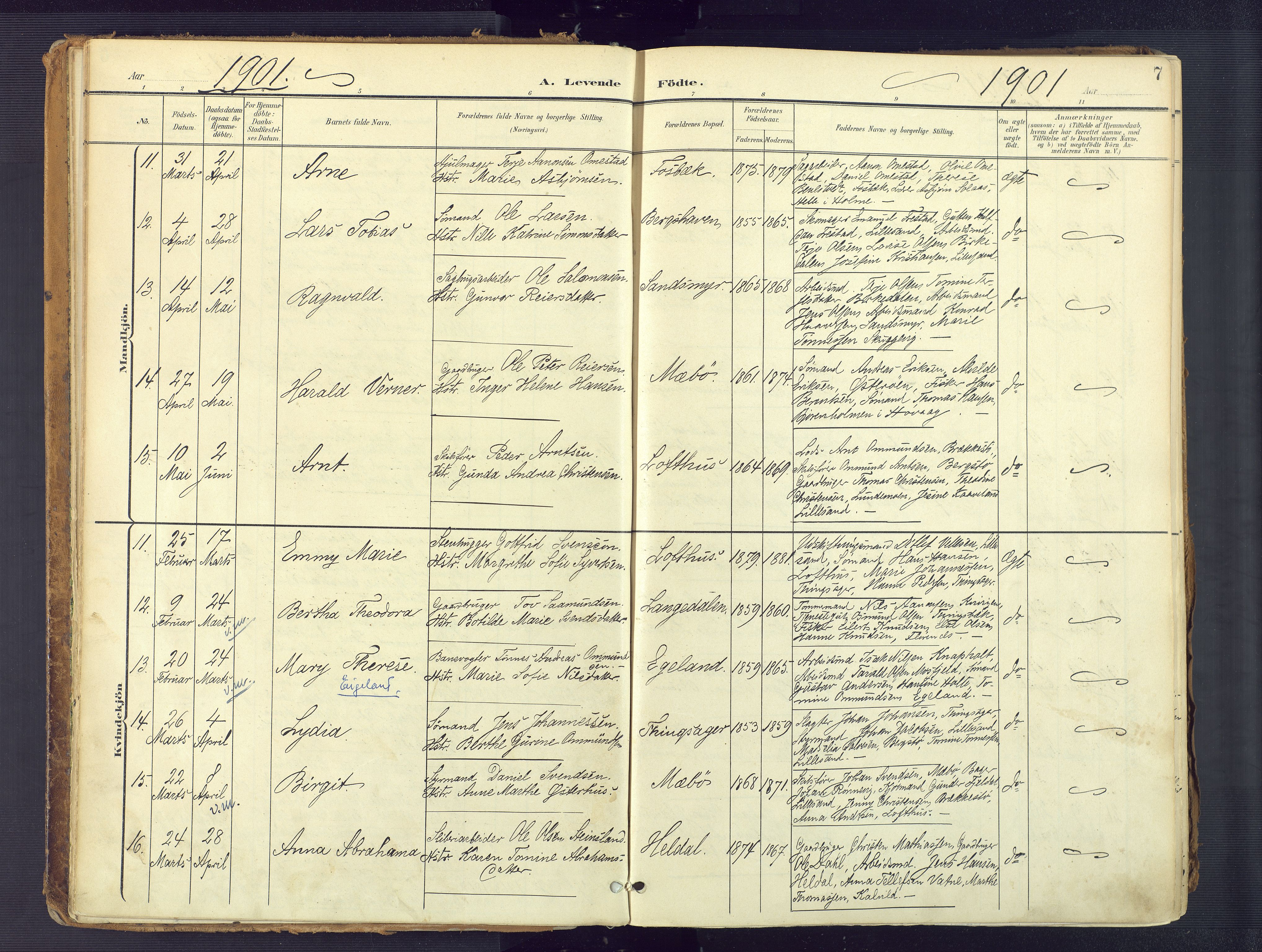 Vestre Moland sokneprestkontor, AV/SAK-1111-0046/F/Fa/Fab/L0010: Parish register (official) no. A 10, 1900-1926, p. 7