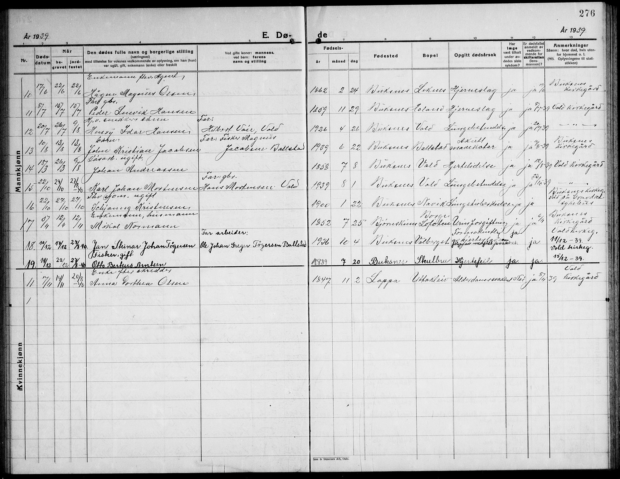 Ministerialprotokoller, klokkerbøker og fødselsregistre - Nordland, AV/SAT-A-1459/881/L1170: Parish register (copy) no. 881C07, 1930-1943, p. 276