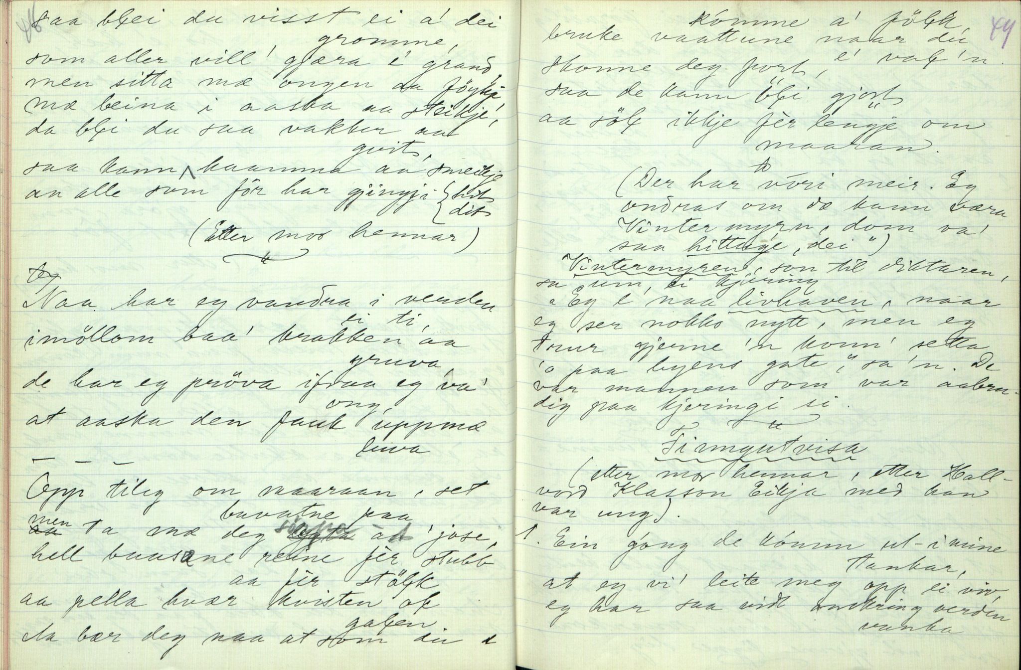 Rikard Berge, TEMU/TGM-A-1003/F/L0003/0016: 061-100 Innholdslister / 75 Kilen. S 3-88 etter Gunhild Rundsodden, 1910, p. 48-49