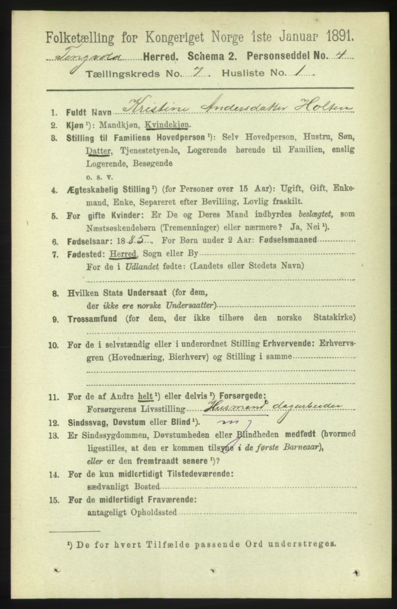 RA, 1891 census for 1560 Tingvoll, 1891, p. 2905