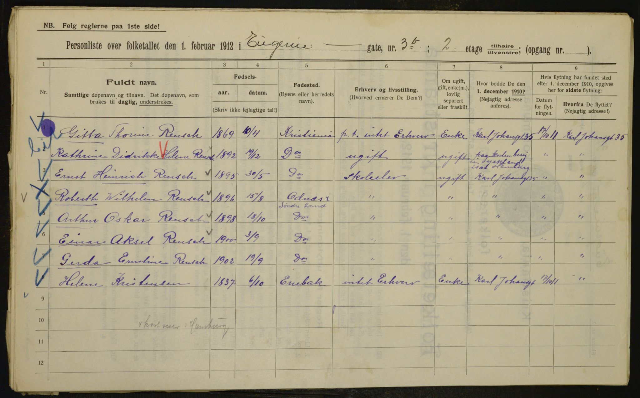 OBA, Municipal Census 1912 for Kristiania, 1912, p. 22618