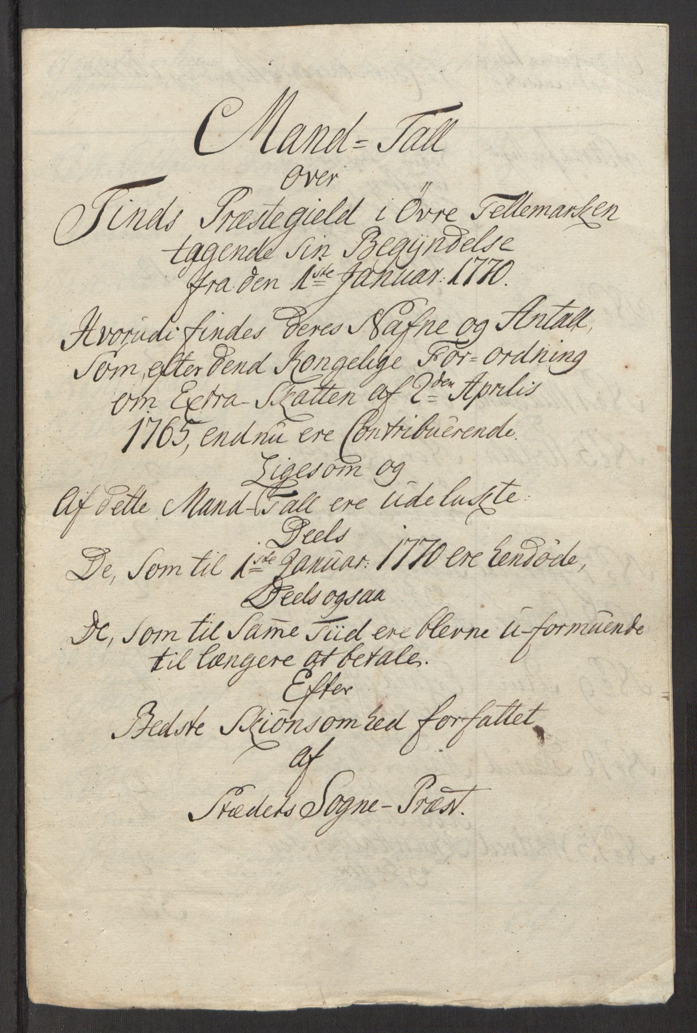 Rentekammeret inntil 1814, Reviderte regnskaper, Fogderegnskap, AV/RA-EA-4092/R38/L2293: Ekstraskatten Øvre Telemark, 1762-1770, p. 427