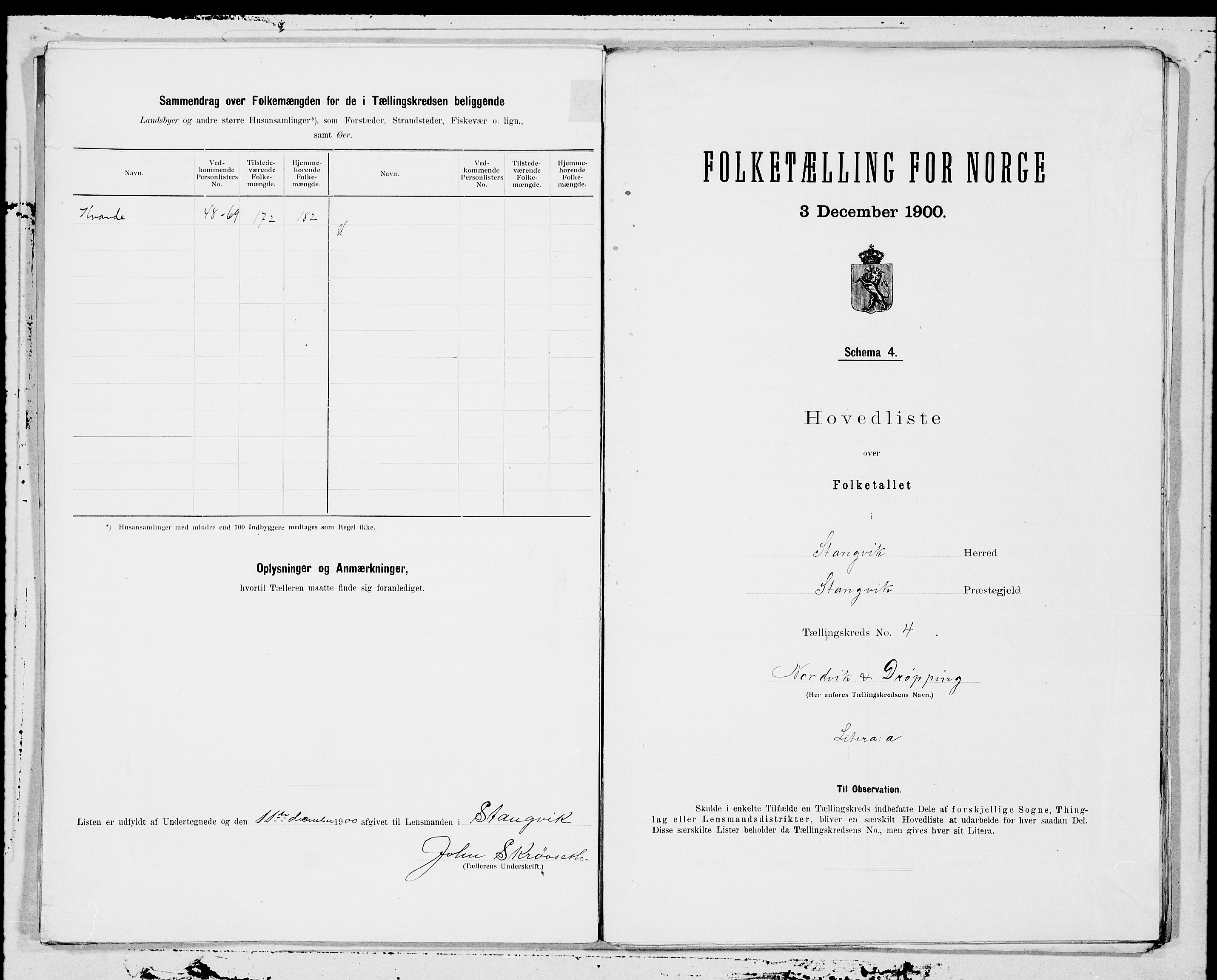 SAT, 1900 census for Stangvik, 1900, p. 8