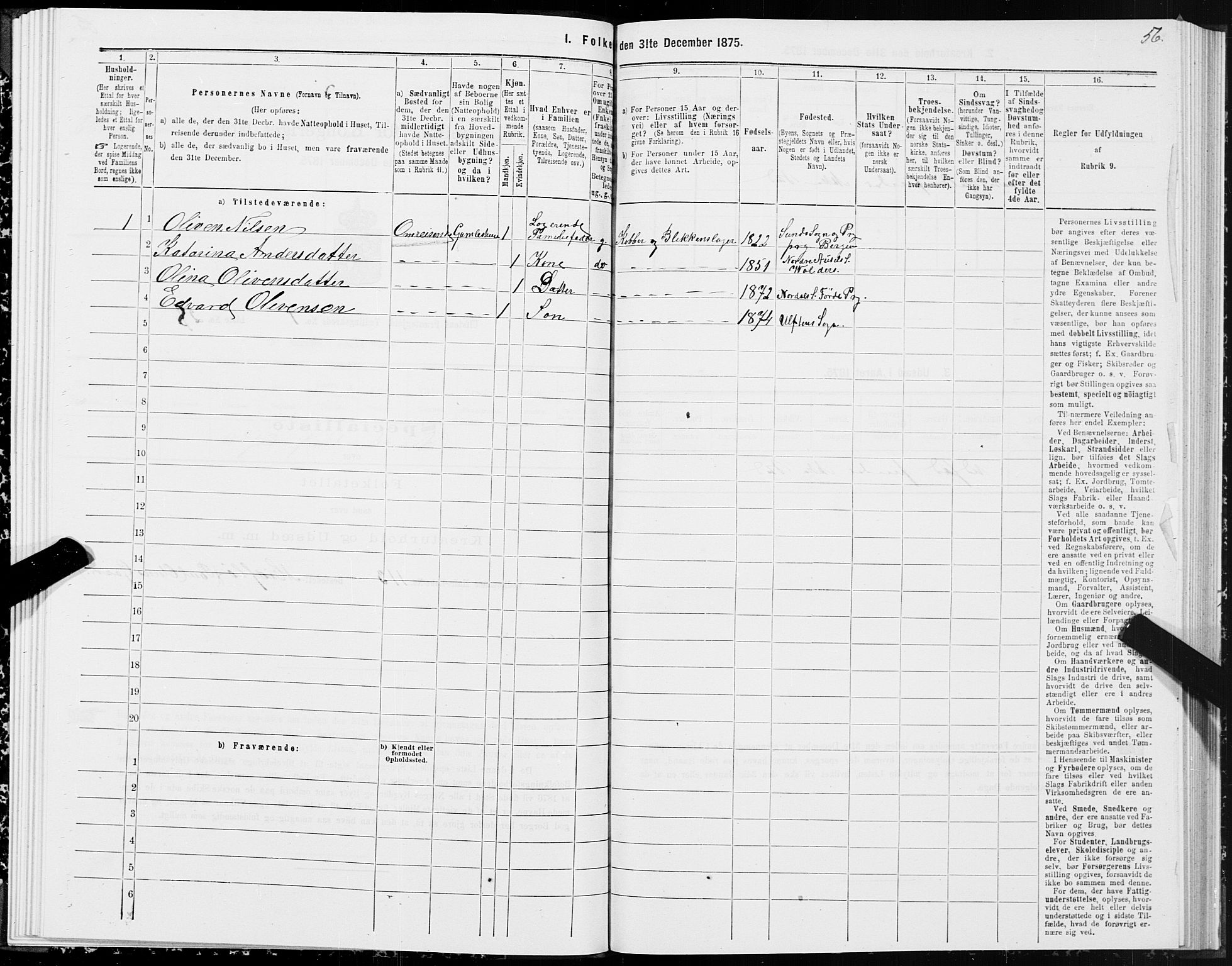 SAT, 1875 census for 1516P Ulstein, 1875, p. 1056