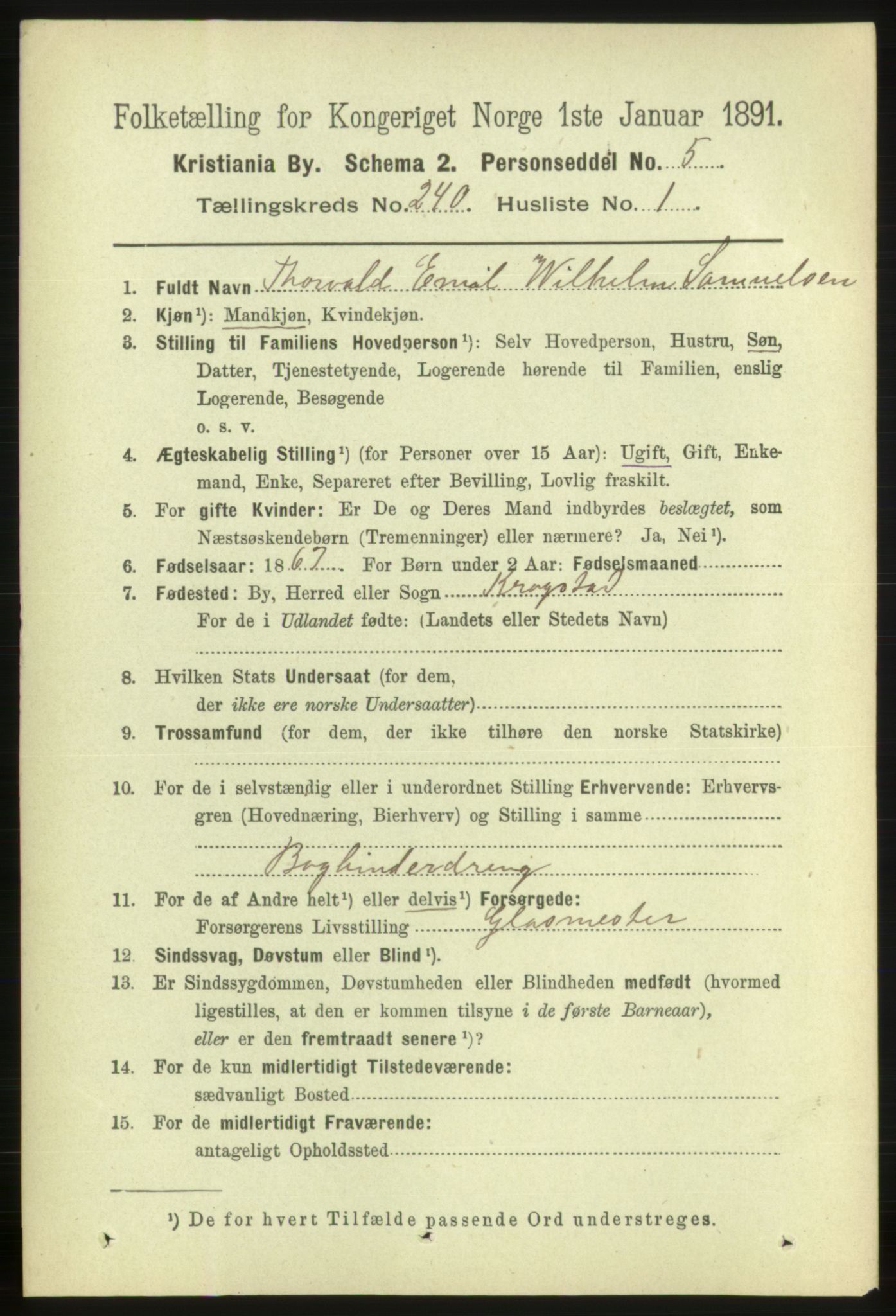 RA, 1891 census for 0301 Kristiania, 1891, p. 145882