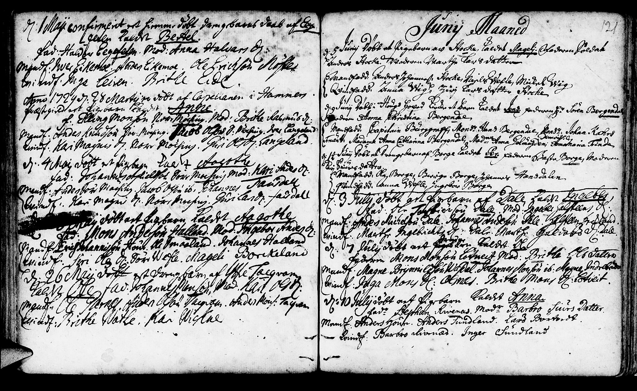 Haus sokneprestembete, AV/SAB-A-75601/H/Haa: Parish register (official) no. A 4, 1723-1733, p. 121