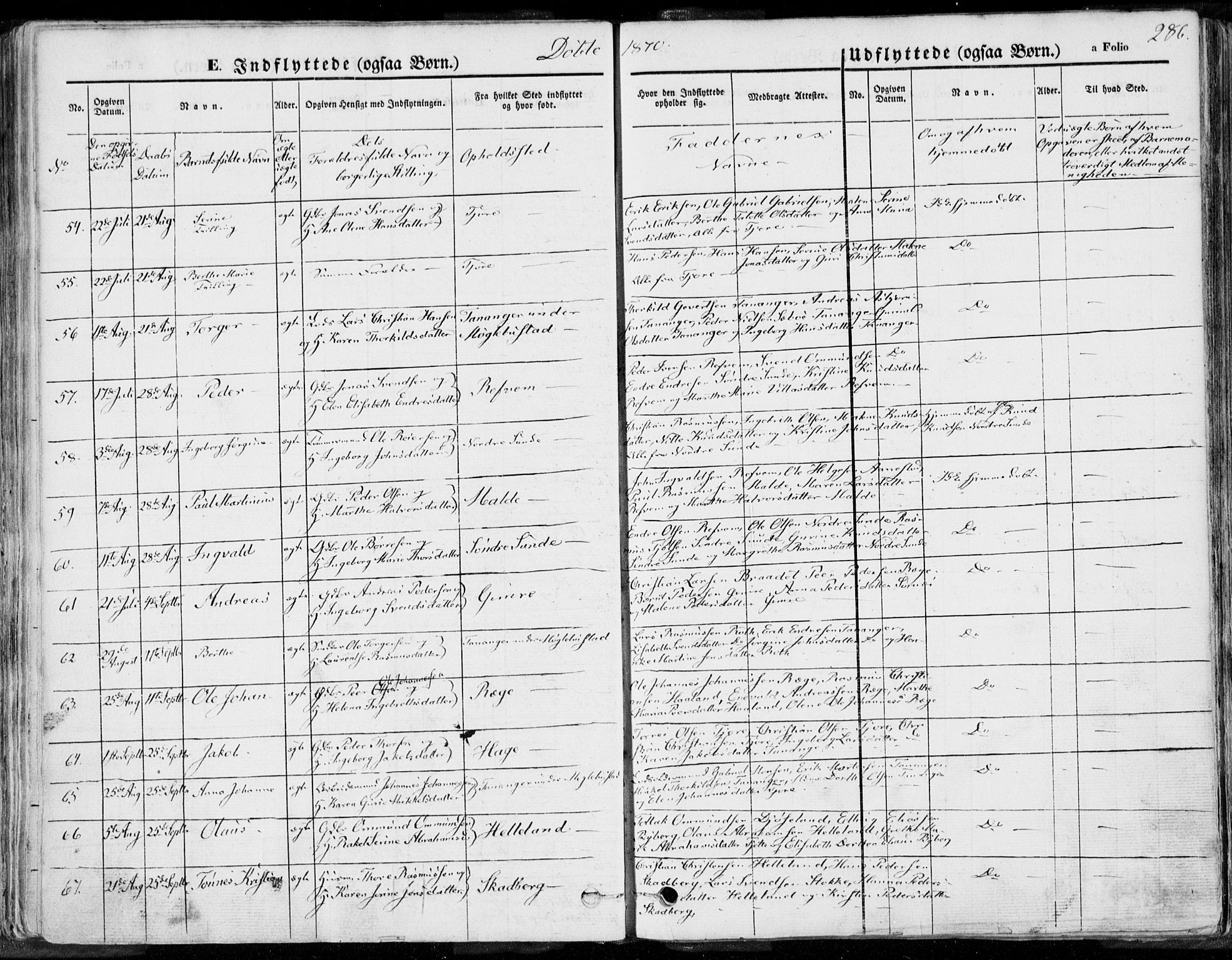 Håland sokneprestkontor, AV/SAST-A-101802/001/30BA/L0008: Parish register (official) no. A 7.2, 1854-1870, p. 286