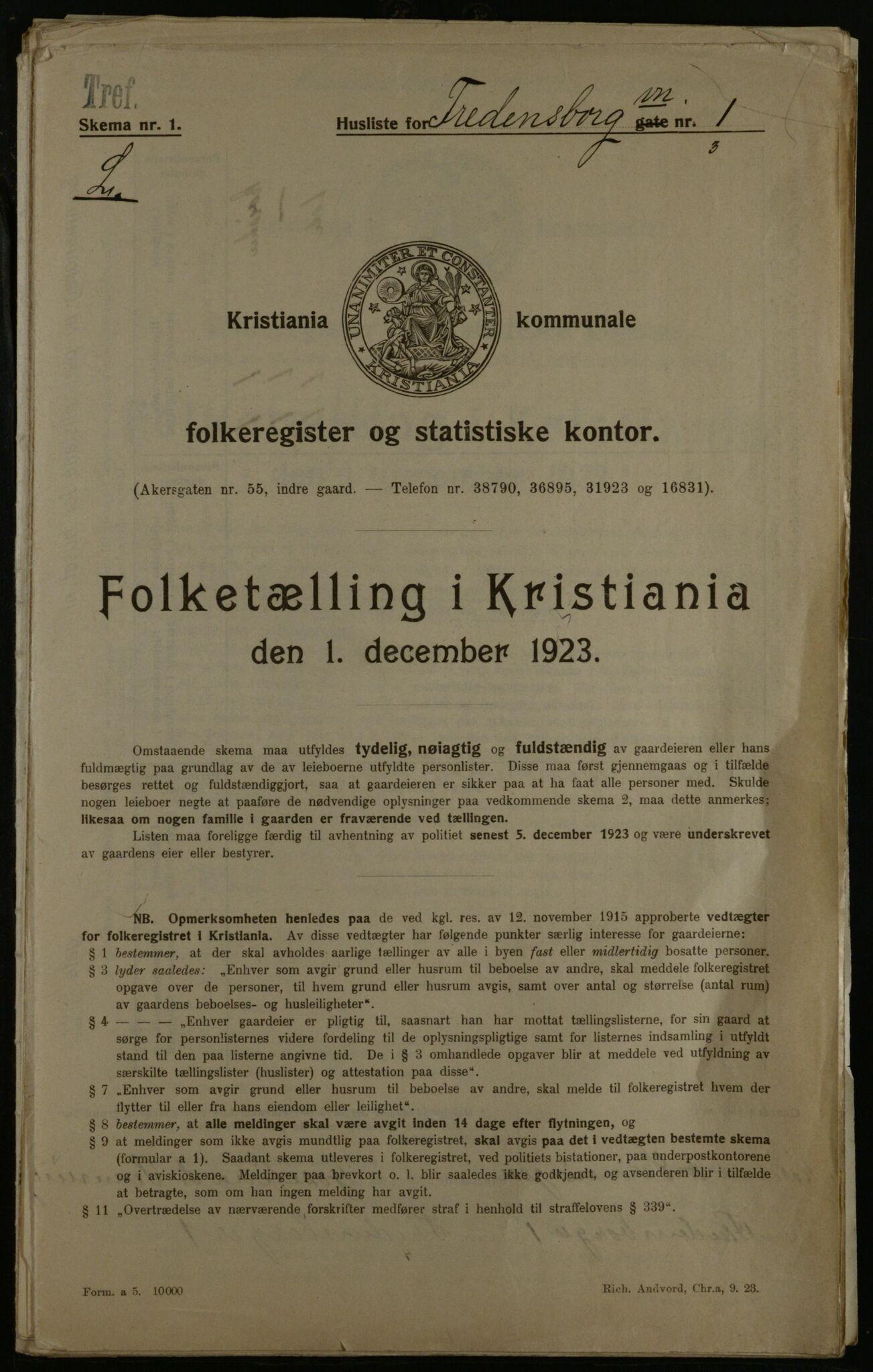 OBA, Municipal Census 1923 for Kristiania, 1923, p. 28596