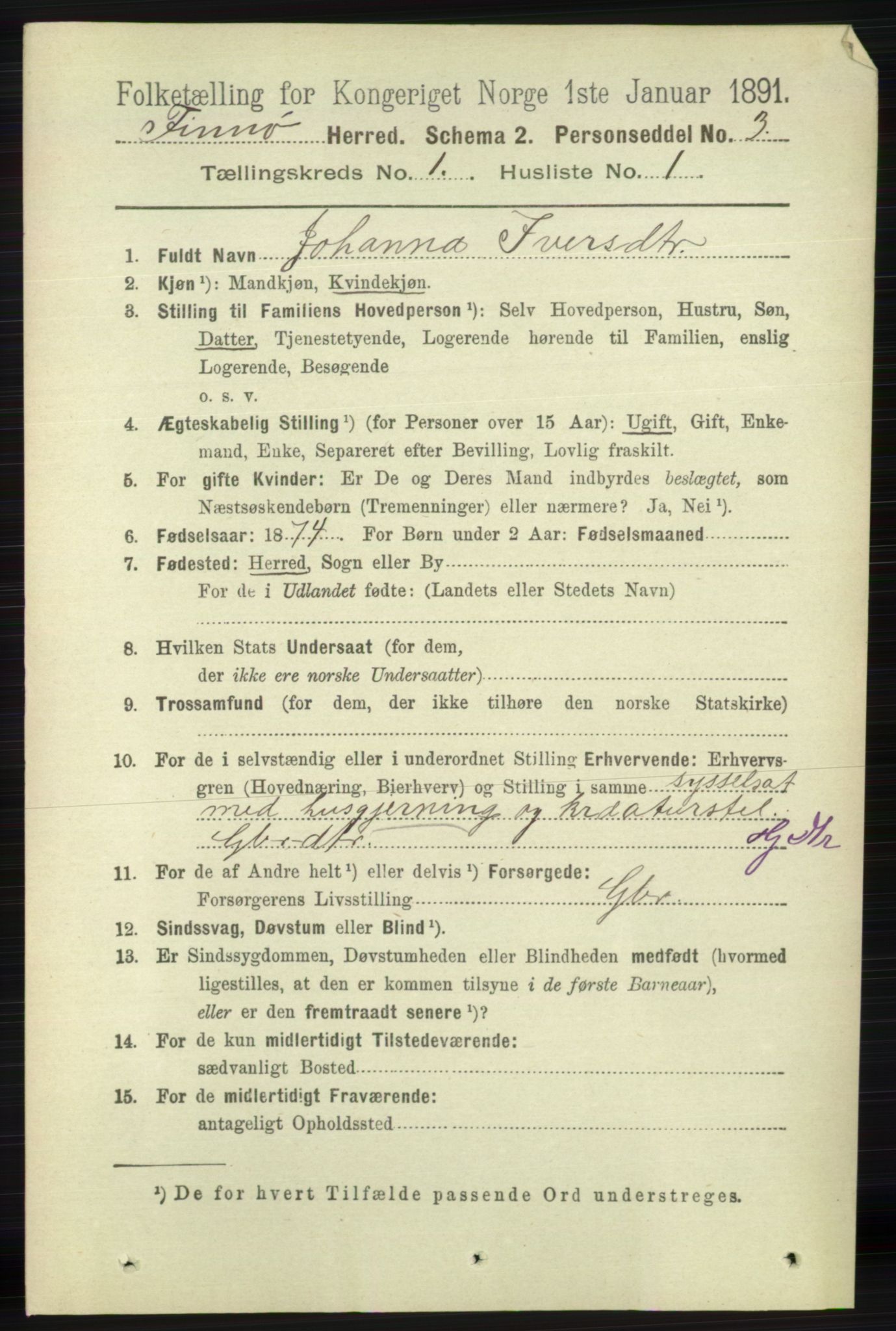 RA, 1891 census for 1141 Finnøy, 1891, p. 55