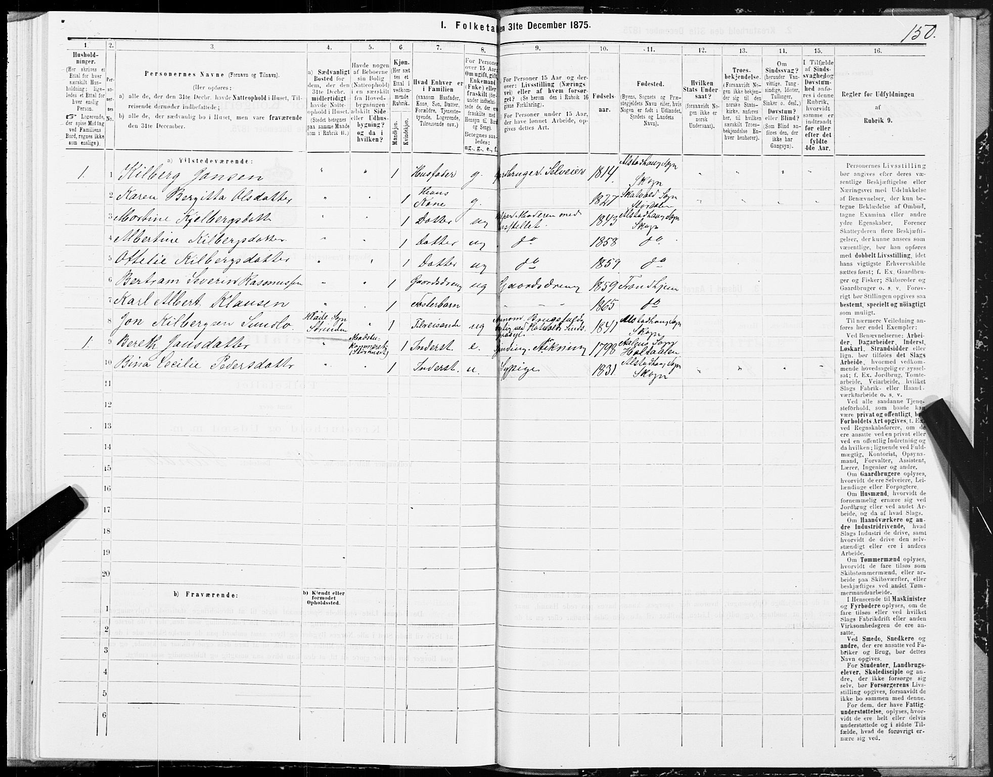 SAT, 1875 census for 1719P Skogn, 1875, p. 4150