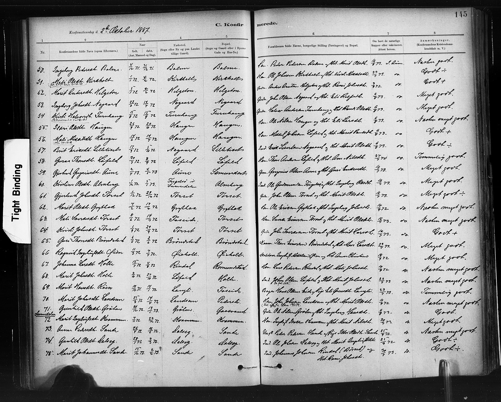 Ministerialprotokoller, klokkerbøker og fødselsregistre - Møre og Romsdal, AV/SAT-A-1454/598/L1069: Parish register (official) no. 598A03, 1882-1895, p. 145