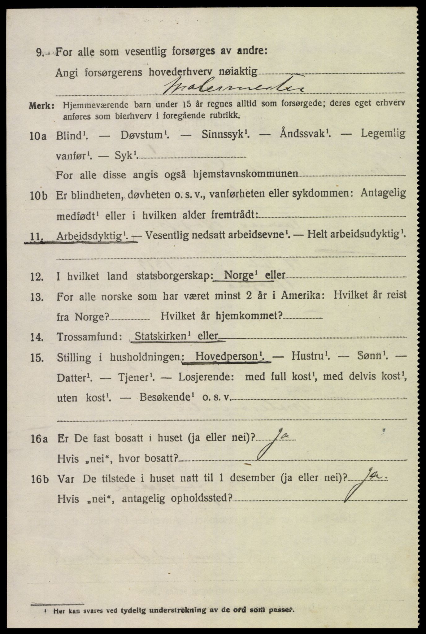 SAK, 1920 census for Vestre Moland, 1920, p. 1102