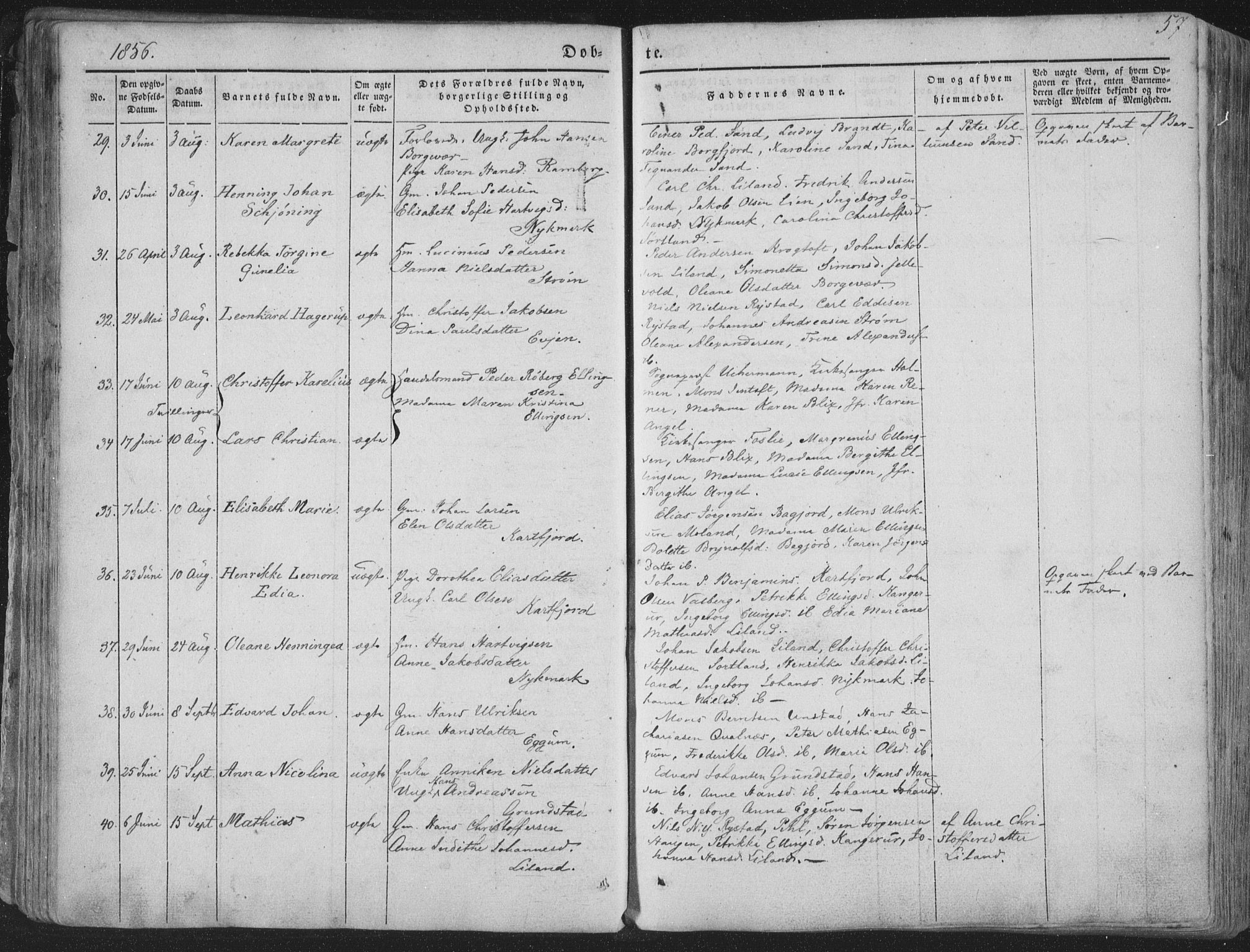 Ministerialprotokoller, klokkerbøker og fødselsregistre - Nordland, AV/SAT-A-1459/880/L1131: Parish register (official) no. 880A05, 1844-1868, p. 57