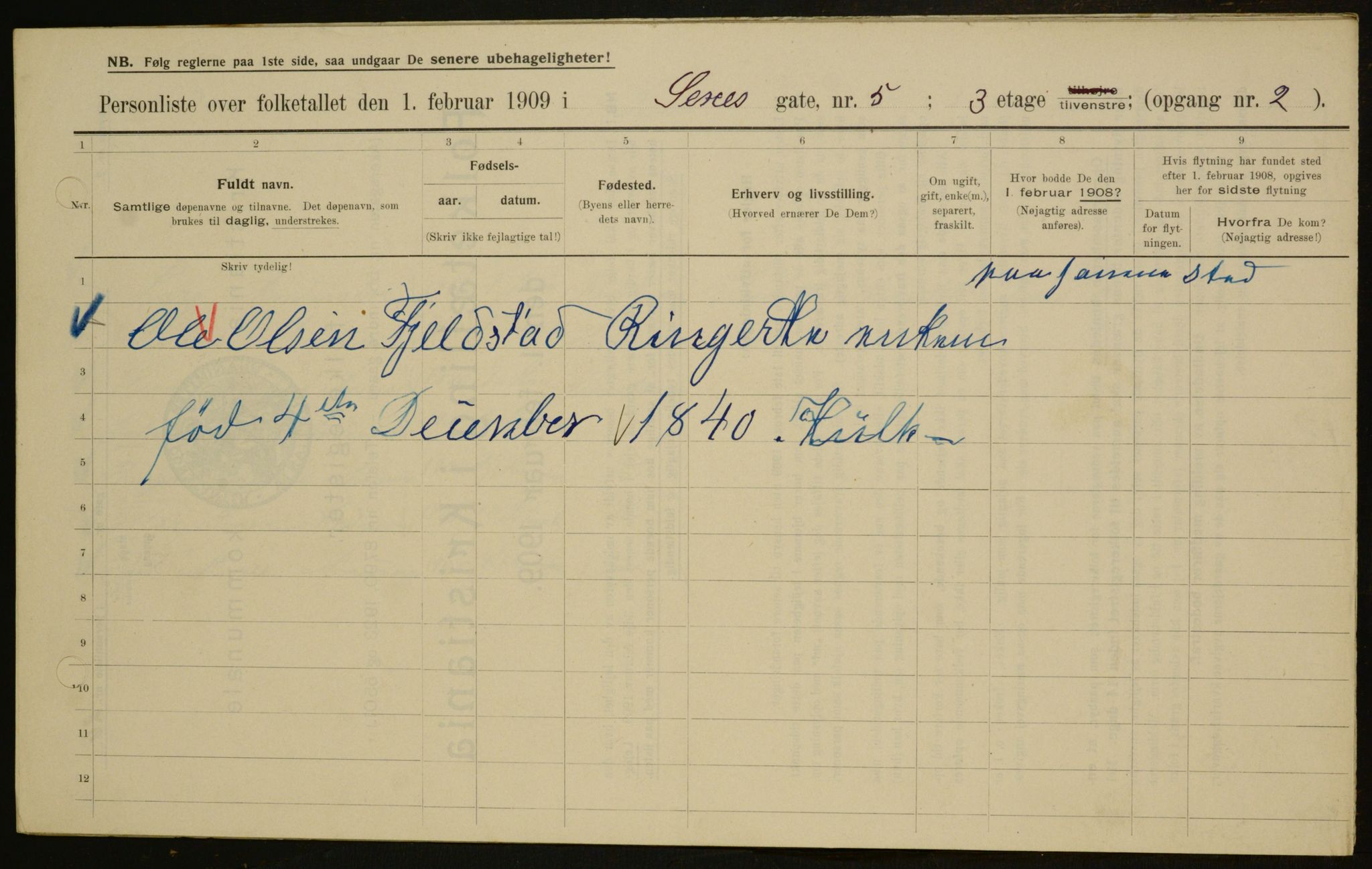 OBA, Municipal Census 1909 for Kristiania, 1909, p. 85955
