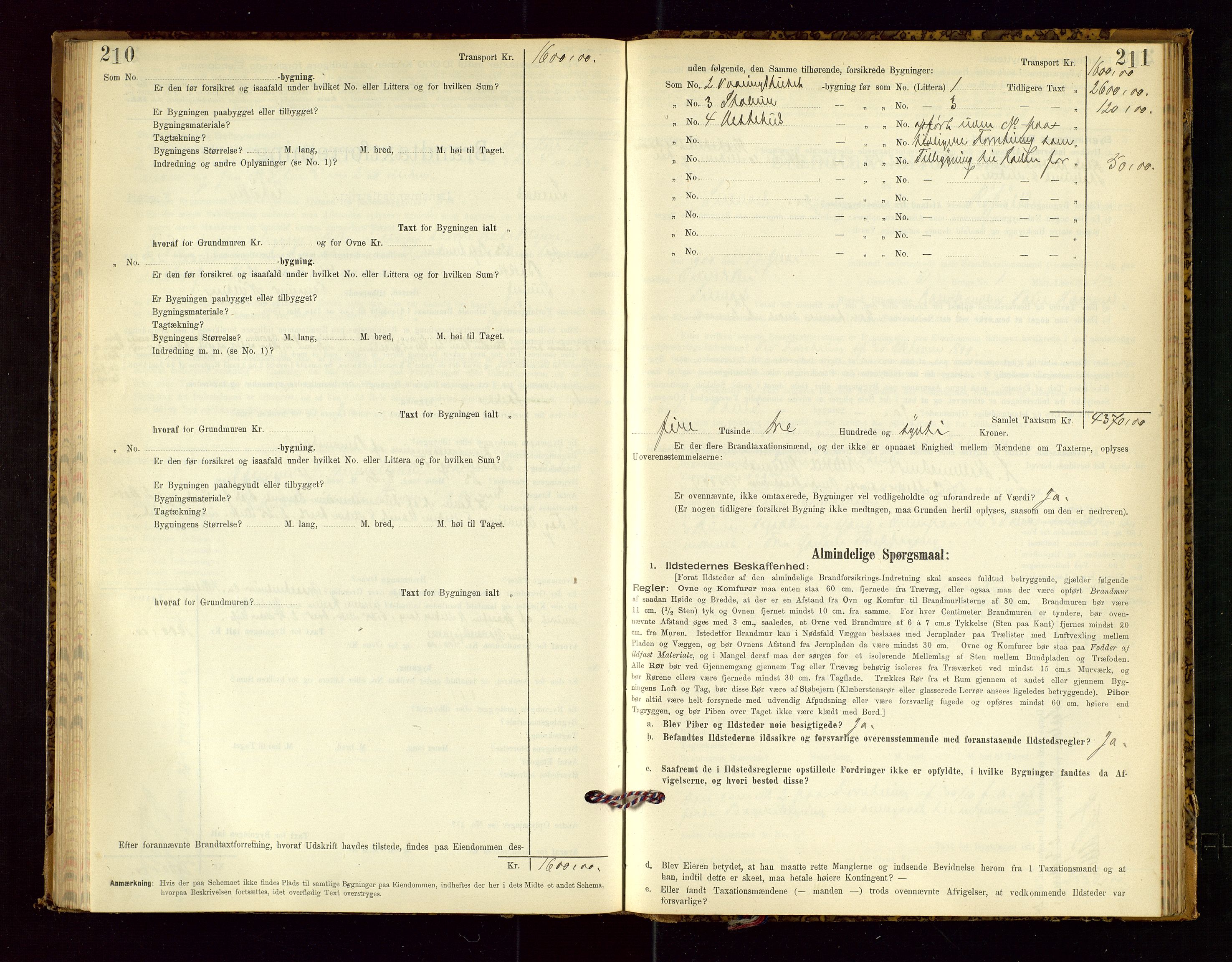Suldal lensmannskontor, SAST/A-100419/Gob/L0001: "Brandtaxationsprotokol", 1894-1923, p. 210-211
