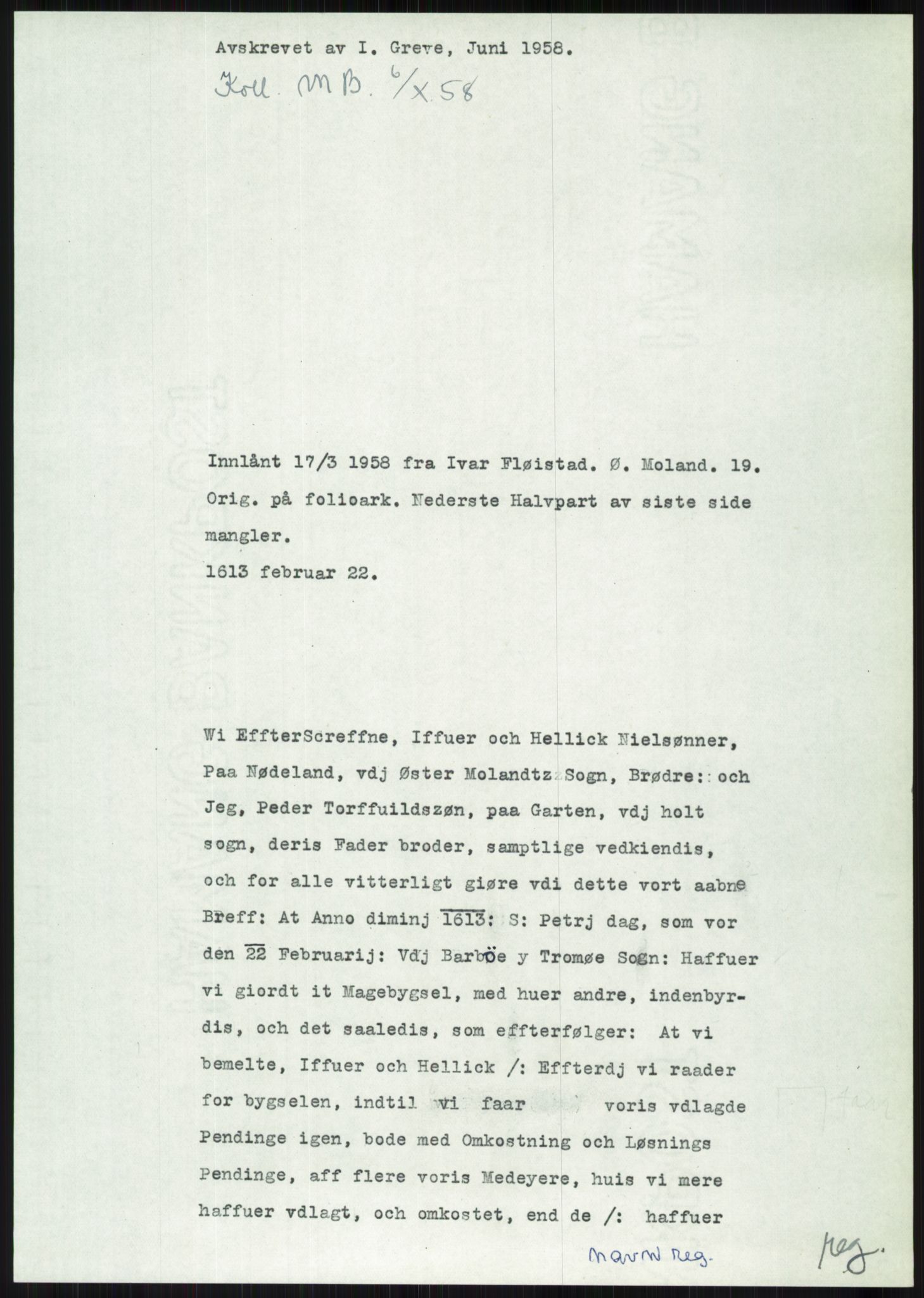 Samlinger til kildeutgivelse, Diplomavskriftsamlingen, AV/RA-EA-4053/H/Ha, p. 2064