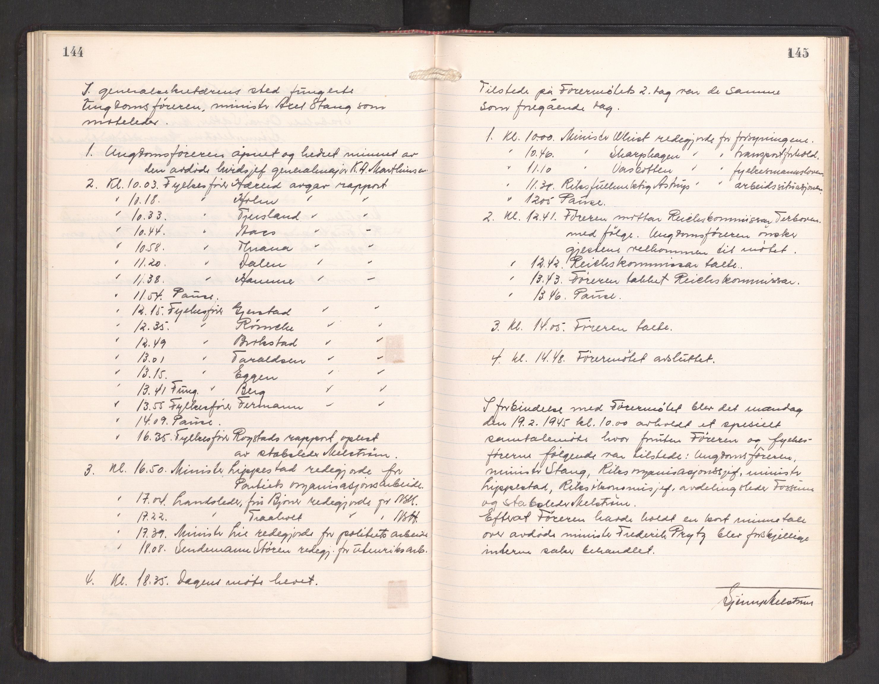 Nasjonal Samling (NS) Generalsekretariat, AV/RA-PA-0759/A/L0117: NS Riks- og Rådsmøteprotokoll, 1934-1945, p. 144-145