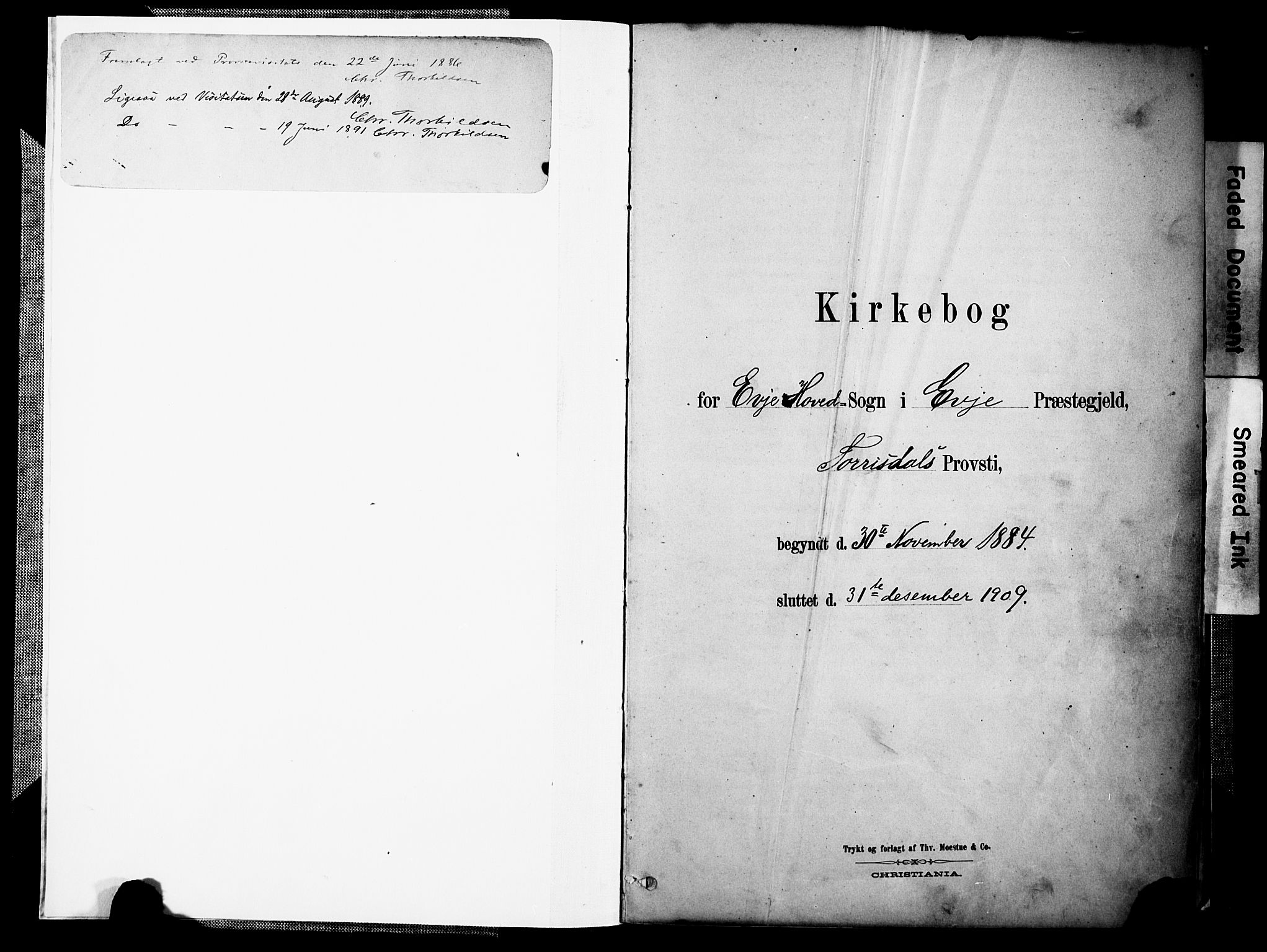 Evje sokneprestkontor, AV/SAK-1111-0008/F/Fa/Faa/L0007: Parish register (official) no. A 7, 1884-1909