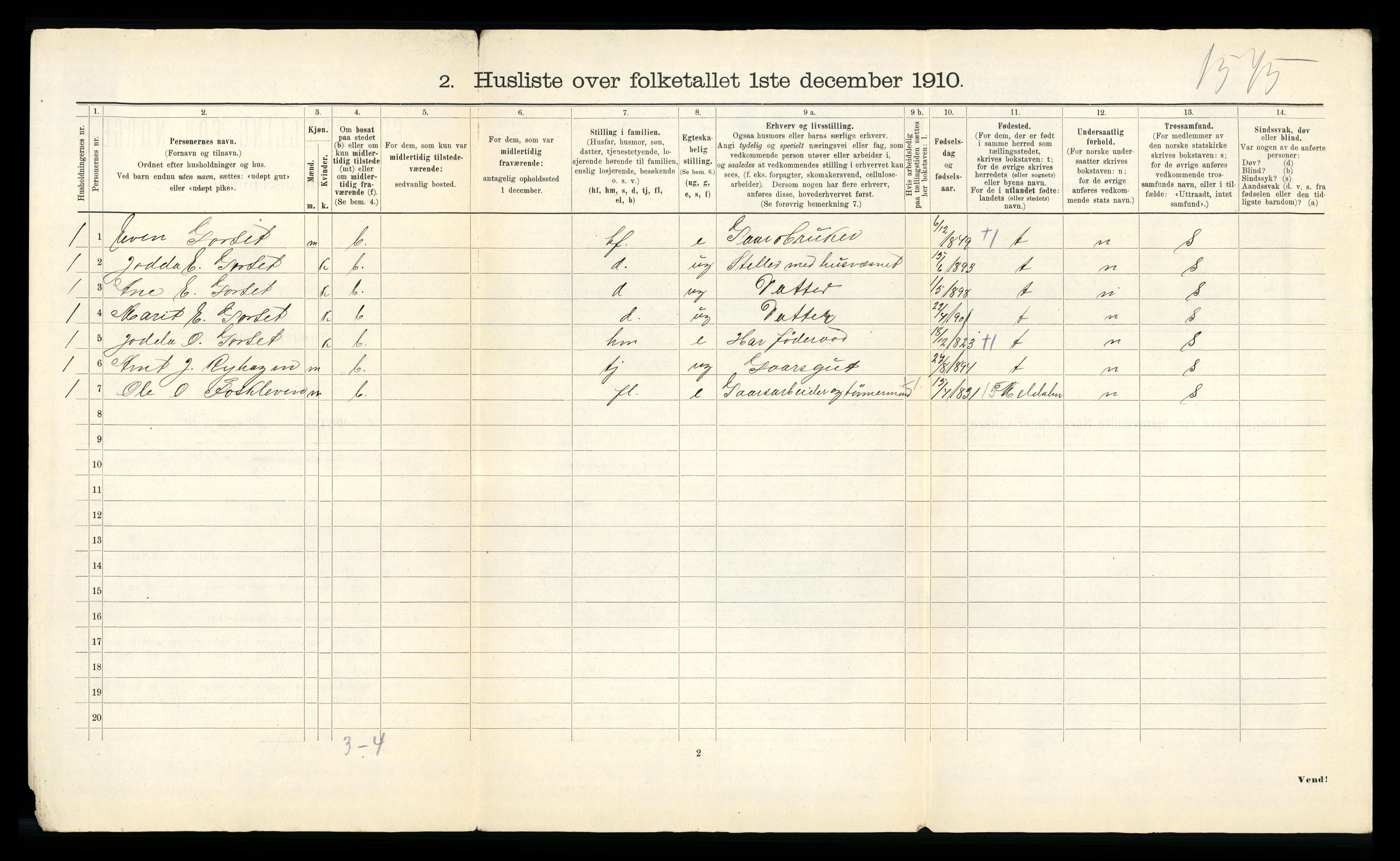 RA, 1910 census for Rennebu, 1910, p. 27