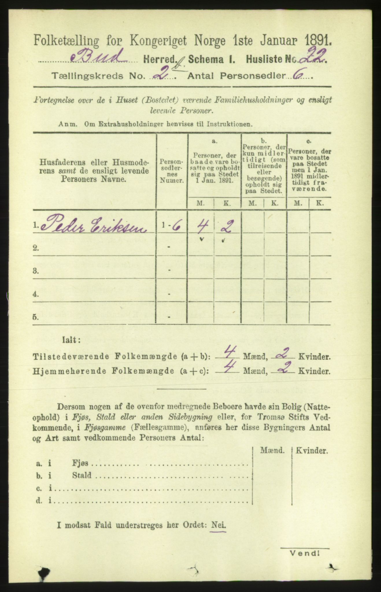 RA, 1891 census for 1549 Bud, 1891, p. 1218