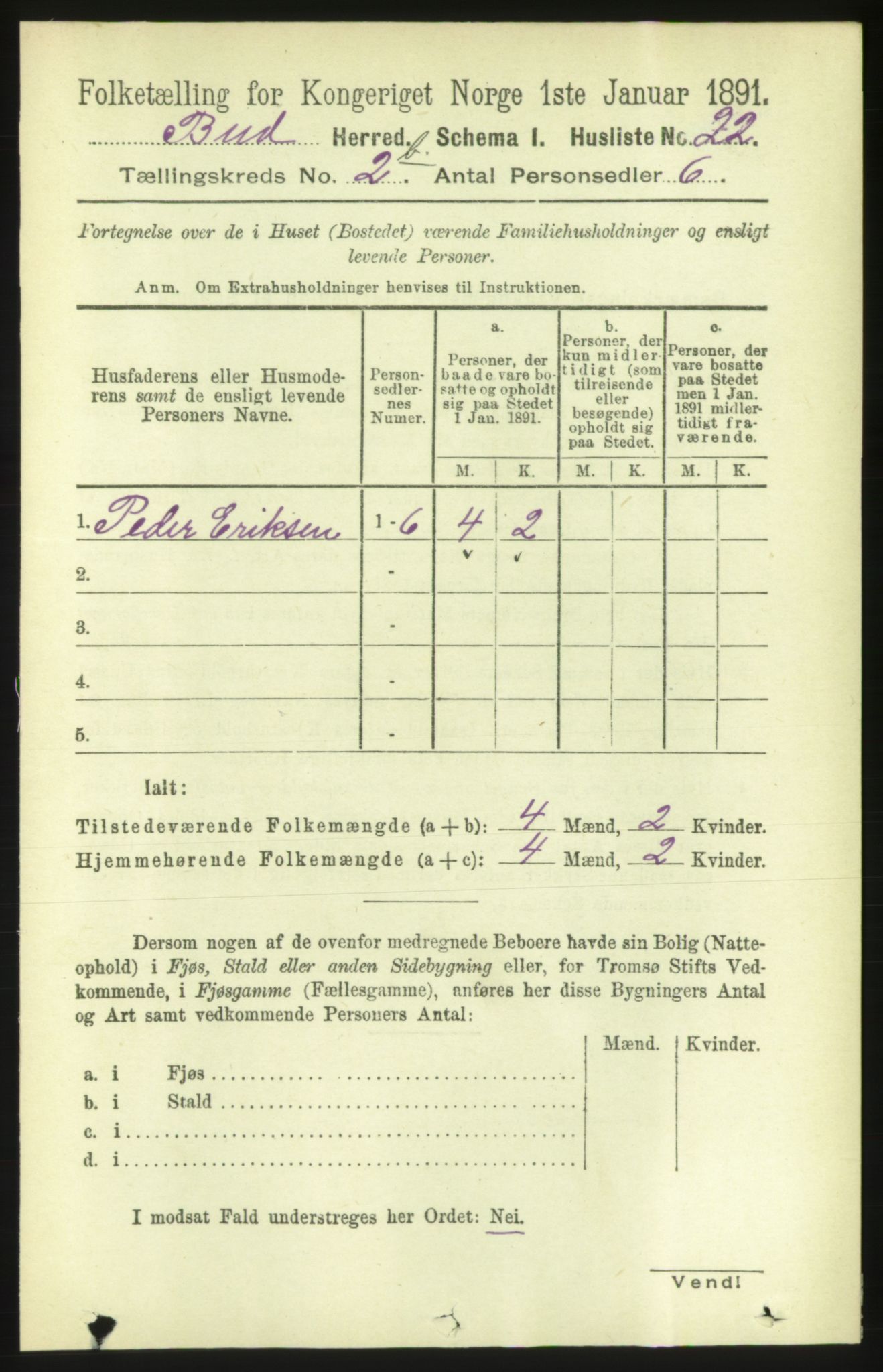 RA, 1891 census for 1549 Bud, 1891, p. 1218