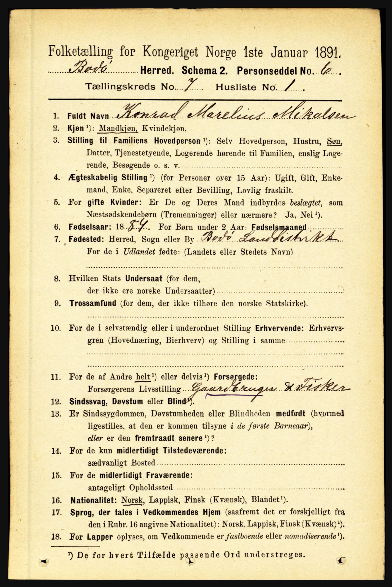 RA, 1891 census for 1843 Bodø, 1891, p. 4635