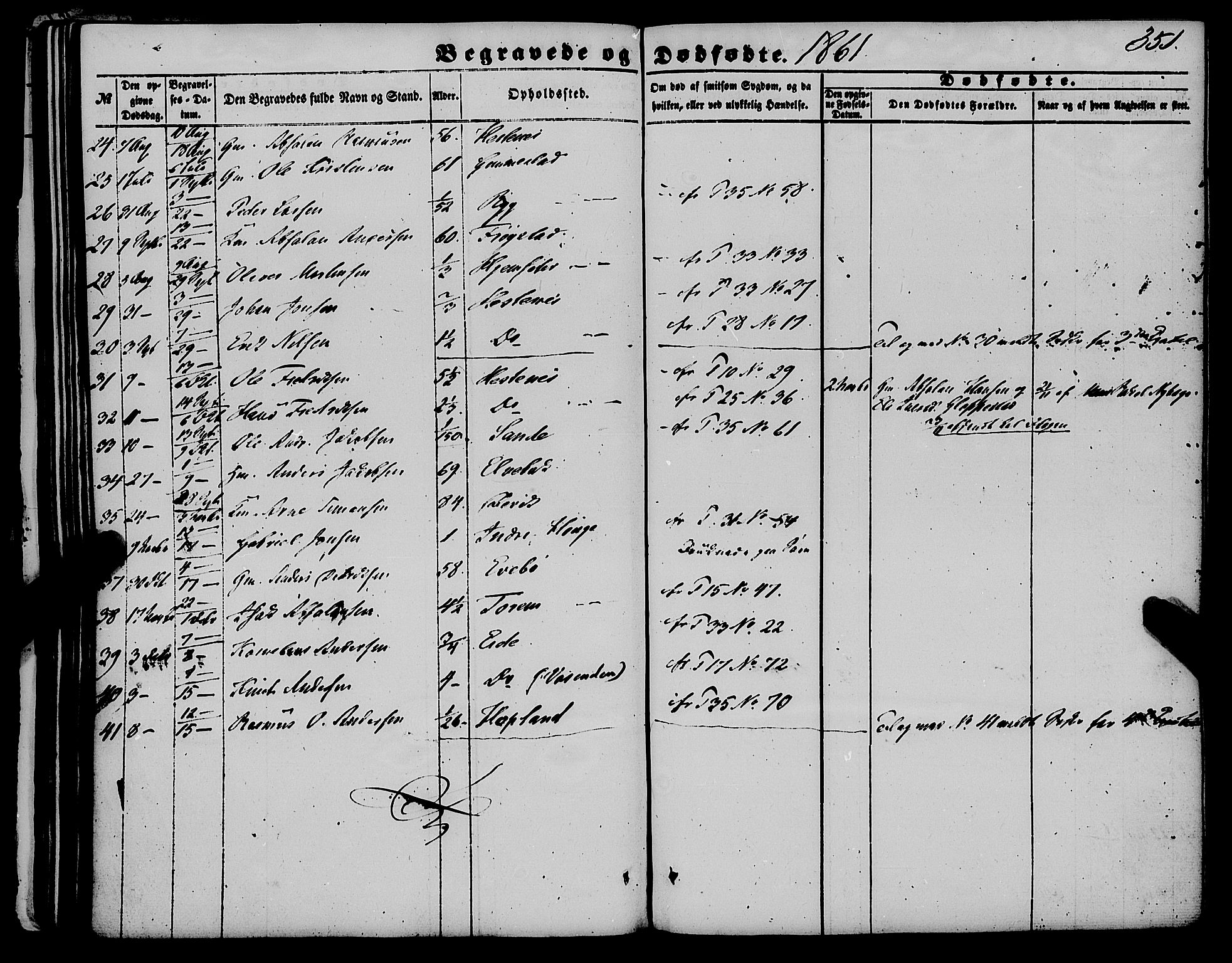 Gloppen sokneprestembete, AV/SAB-A-80101/H/Haa/Haaa/L0009: Parish register (official) no. A 9, 1855-1870, p. 351