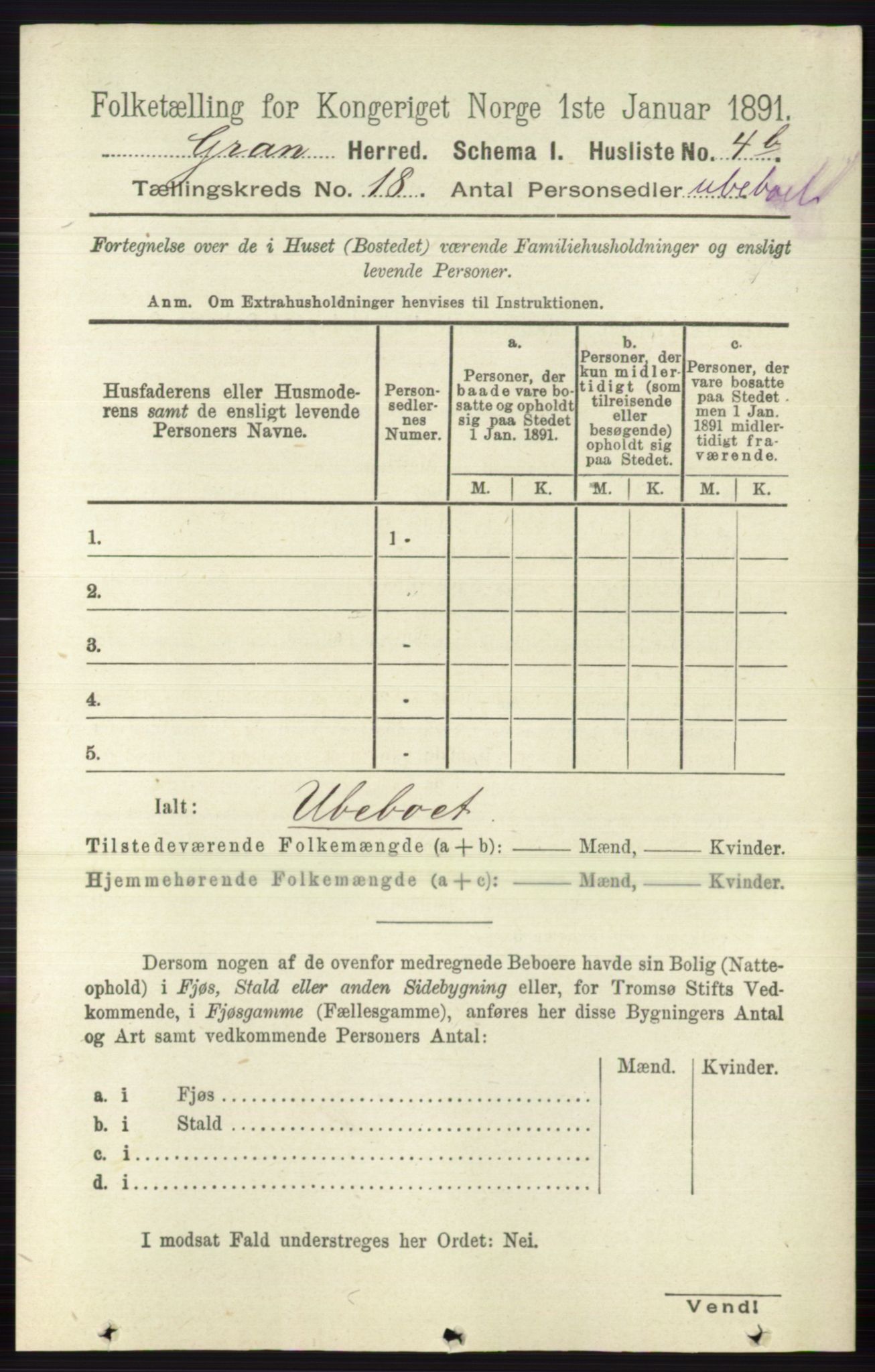 RA, 1891 census for 0534 Gran, 1891, p. 9441