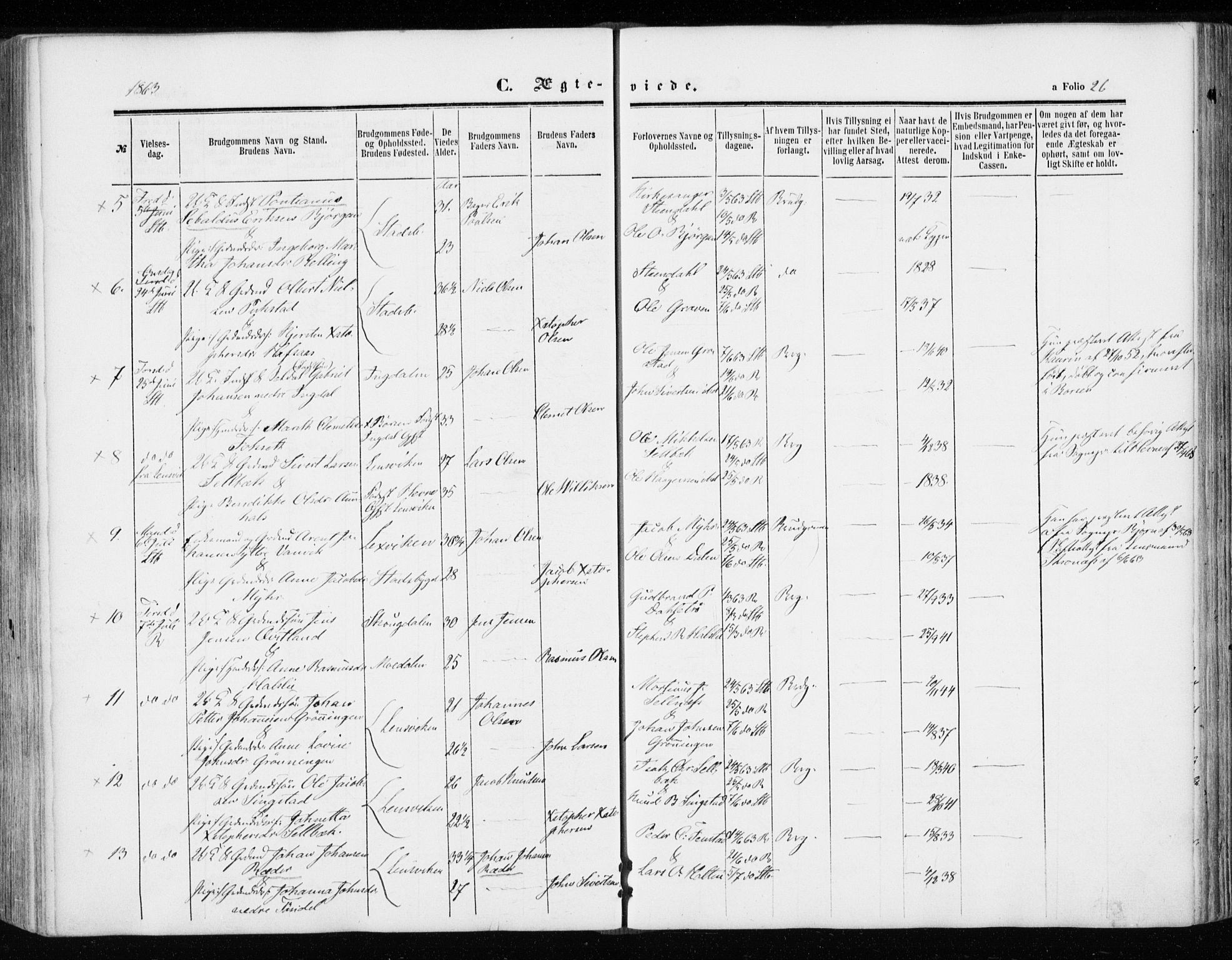 Ministerialprotokoller, klokkerbøker og fødselsregistre - Sør-Trøndelag, SAT/A-1456/646/L0612: Parish register (official) no. 646A10, 1858-1869, p. 26