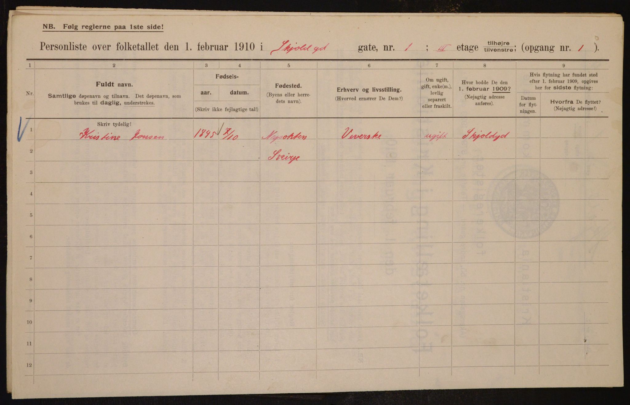 OBA, Municipal Census 1910 for Kristiania, 1910, p. 91718