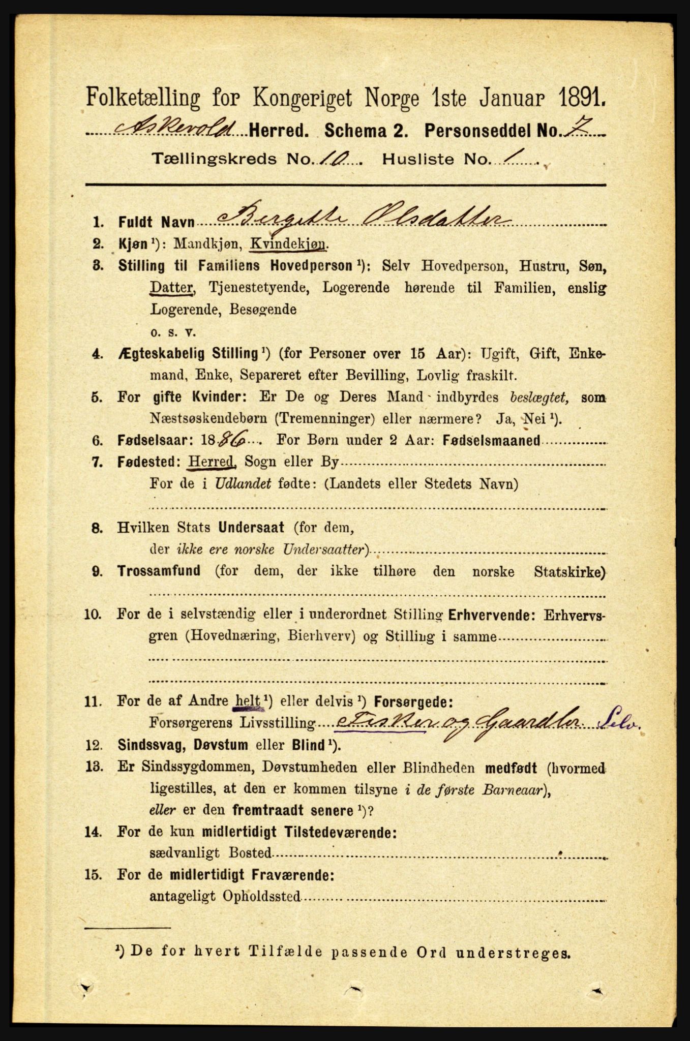 RA, 1891 census for 1428 Askvoll, 1891, p. 2986