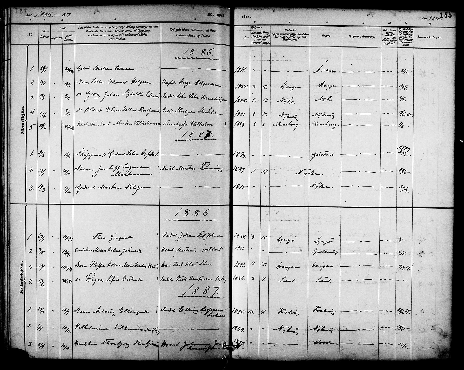 Ministerialprotokoller, klokkerbøker og fødselsregistre - Nordland, SAT/A-1459/892/L1320: Parish register (official) no. 892A01, 1886-1901, p. 145