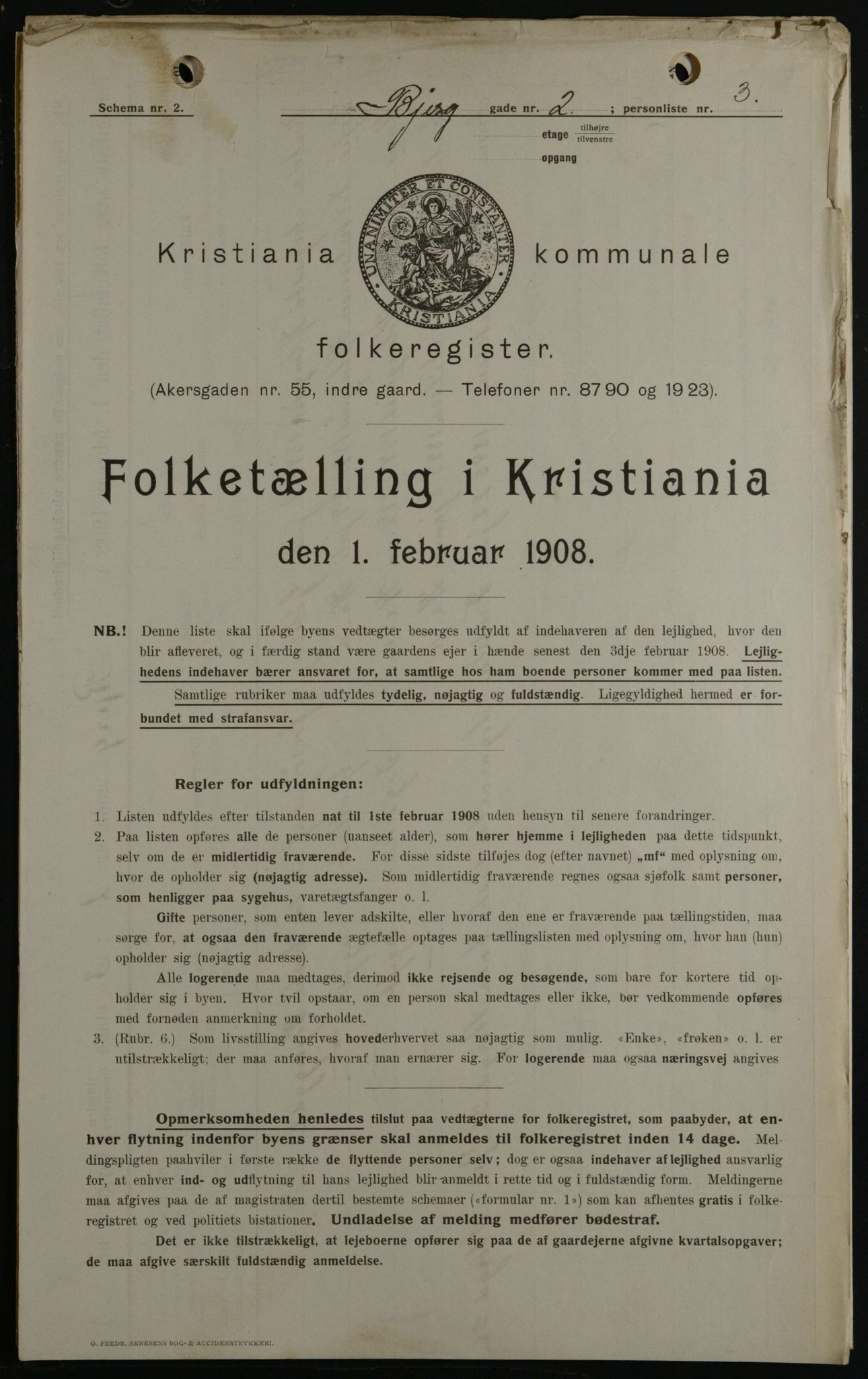 OBA, Municipal Census 1908 for Kristiania, 1908, p. 5365