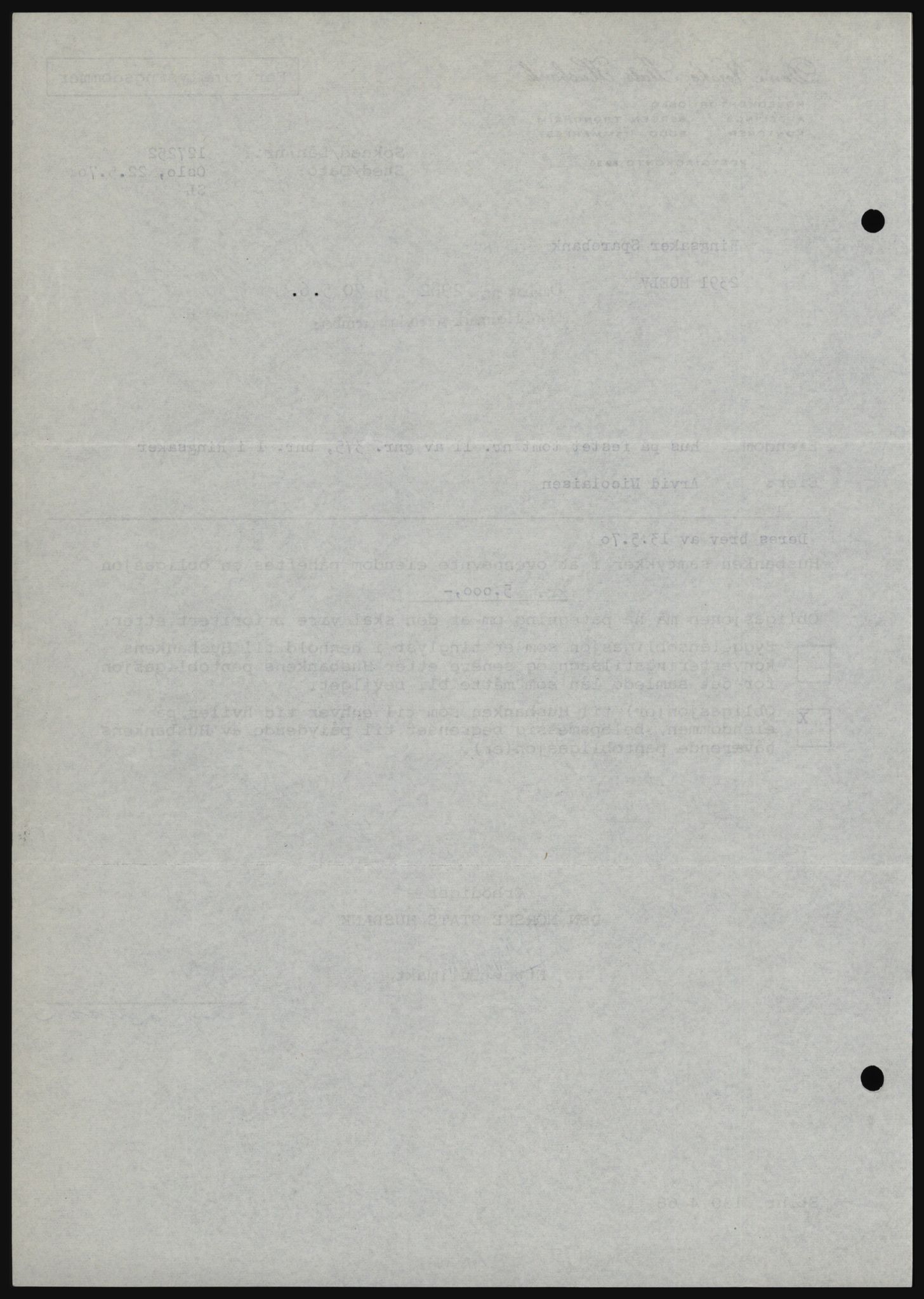 Nord-Hedmark sorenskriveri, SAH/TING-012/H/Hc/L0033: Mortgage book no. 33, 1970-1970, Diary no: : 2982/1970