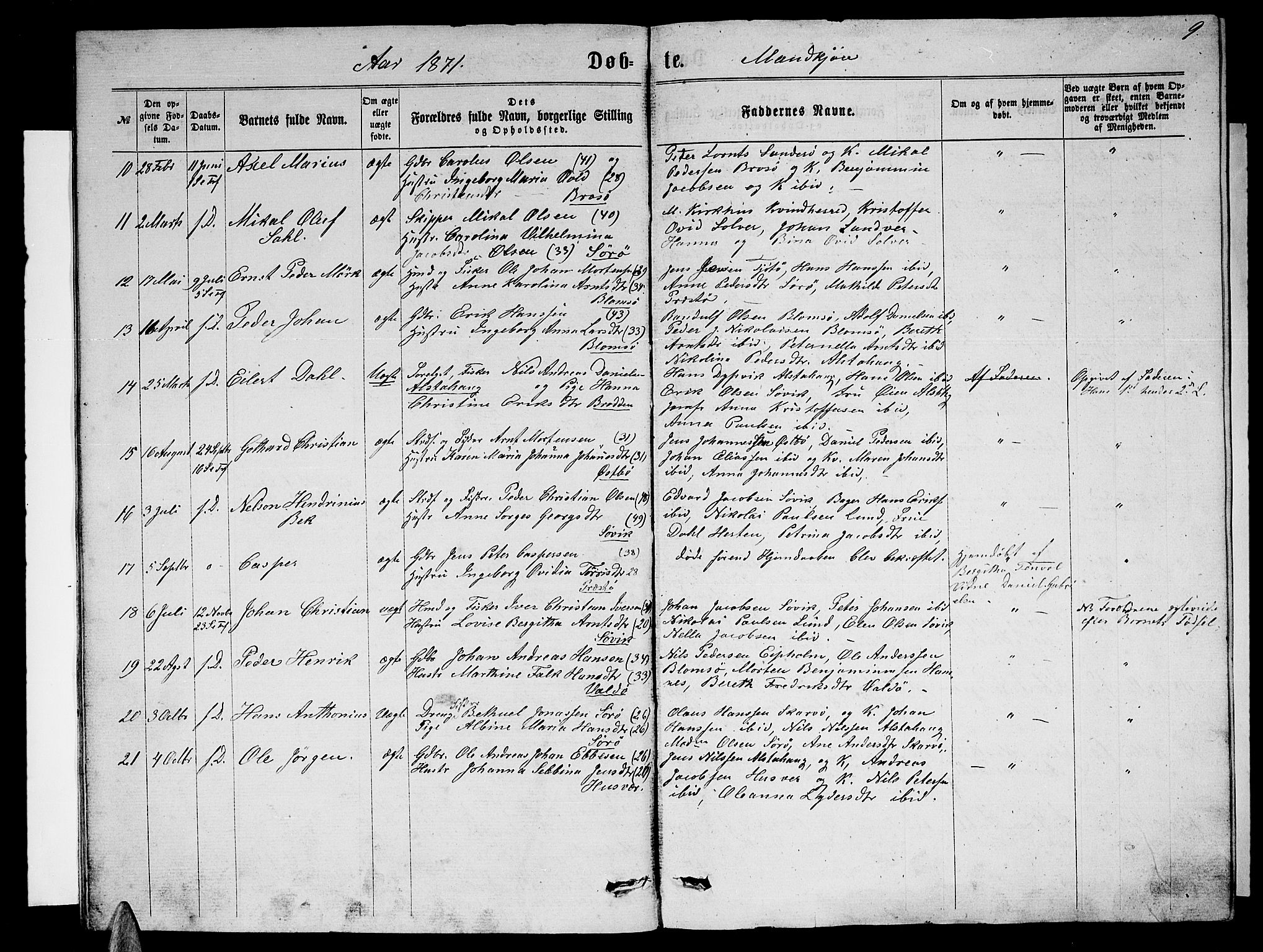 Ministerialprotokoller, klokkerbøker og fødselsregistre - Nordland, SAT/A-1459/830/L0461: Parish register (copy) no. 830C03, 1866-1881, p. 9