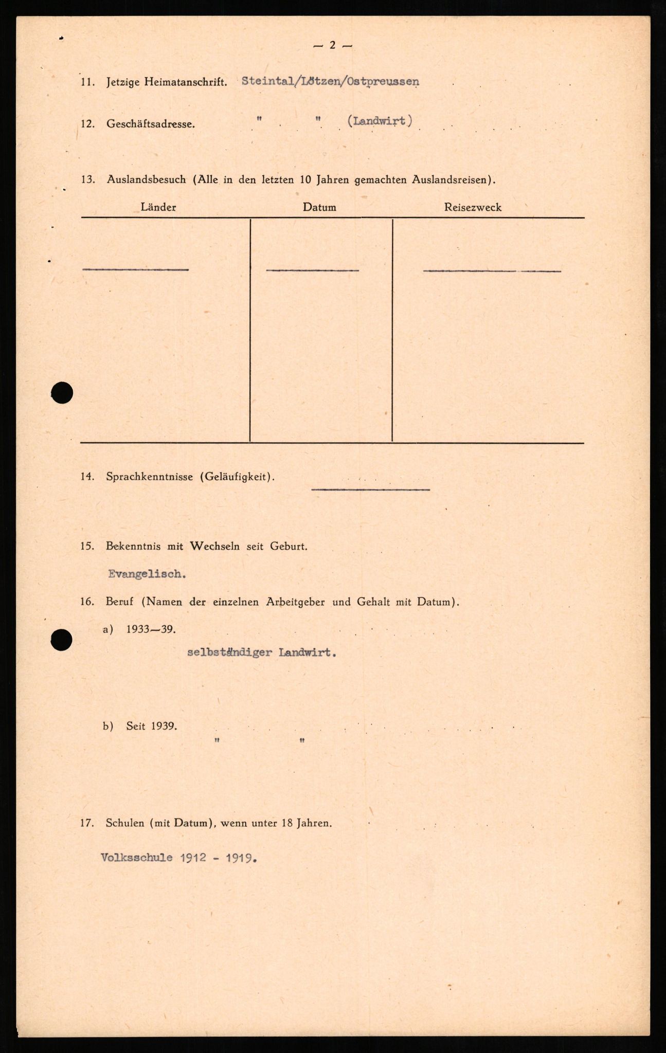 Forsvaret, Forsvarets overkommando II, AV/RA-RAFA-3915/D/Db/L0021: CI Questionaires. Tyske okkupasjonsstyrker i Norge. Tyskere., 1945-1946, p. 97