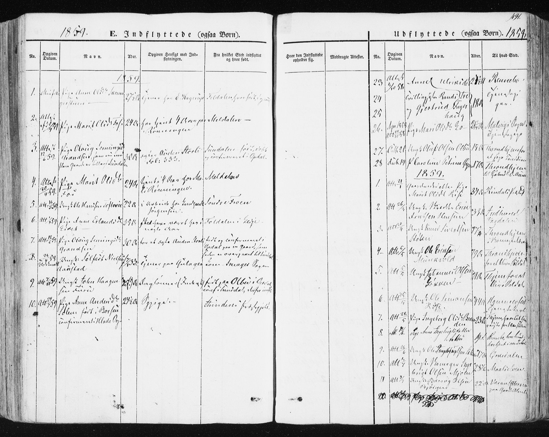 Ministerialprotokoller, klokkerbøker og fødselsregistre - Sør-Trøndelag, AV/SAT-A-1456/678/L0899: Parish register (official) no. 678A08, 1848-1872, p. 491