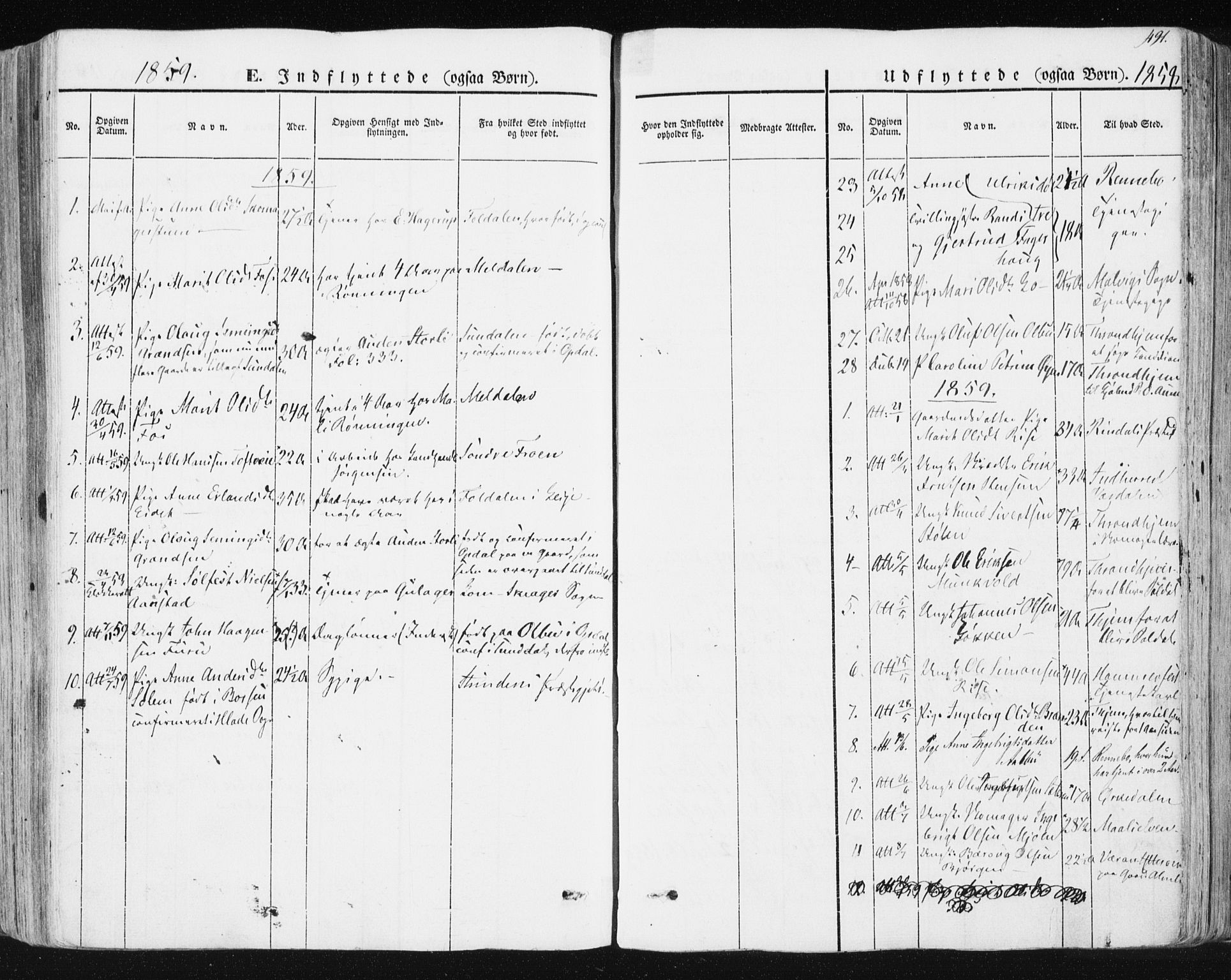 Ministerialprotokoller, klokkerbøker og fødselsregistre - Sør-Trøndelag, AV/SAT-A-1456/678/L0899: Parish register (official) no. 678A08, 1848-1872, p. 491