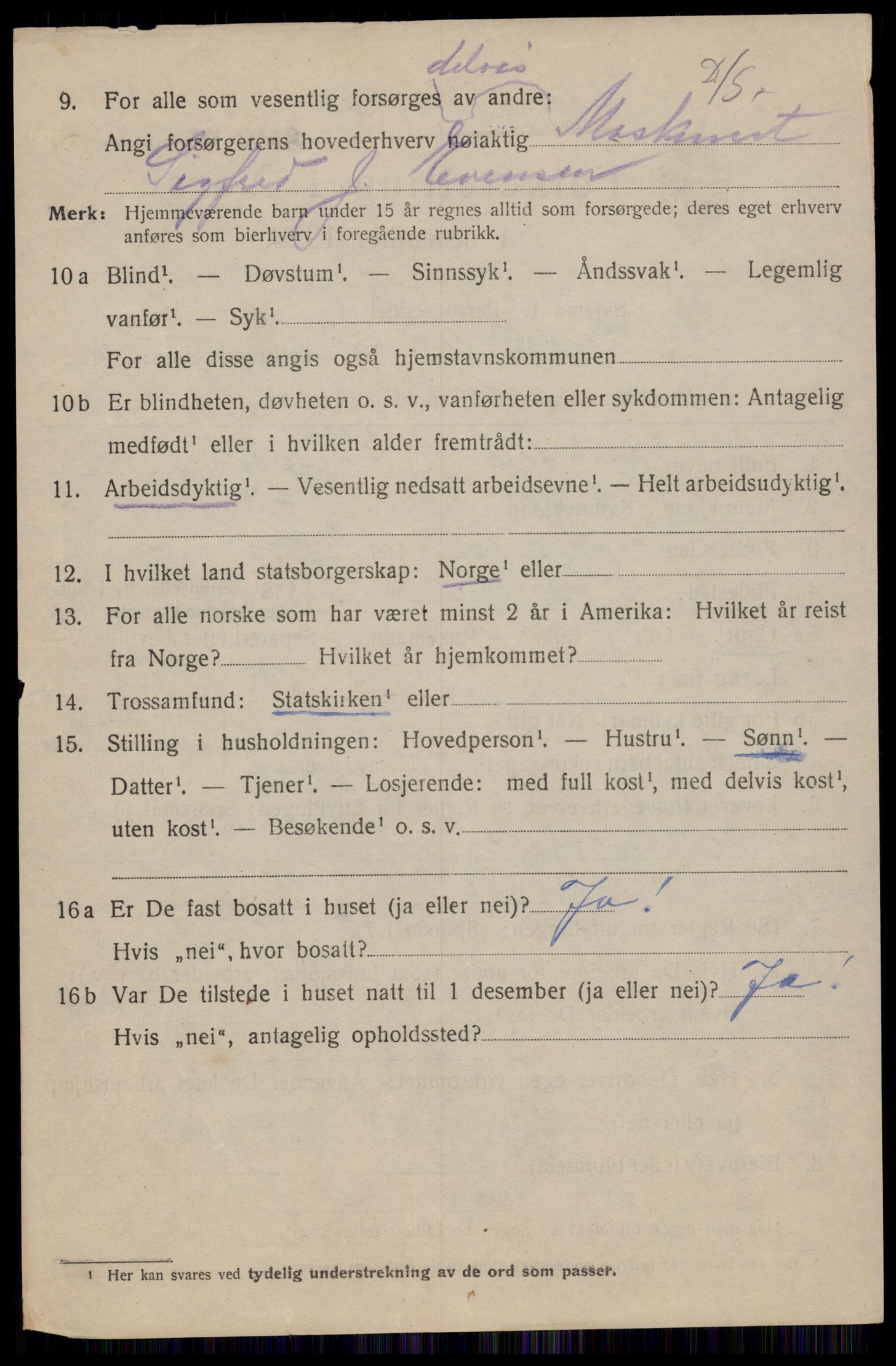 SAT, 1920 census for Trondheim, 1920, p. 42485