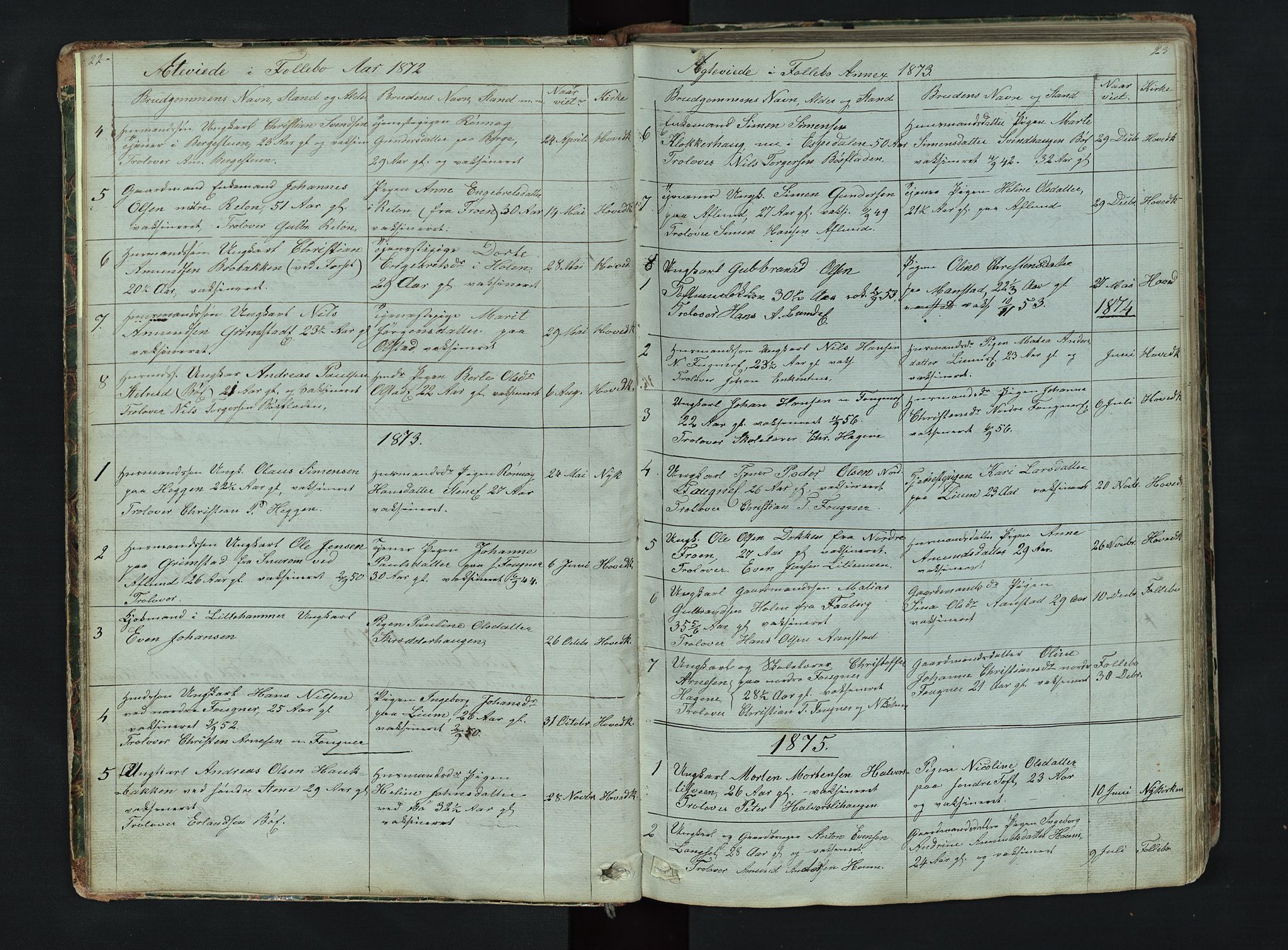 Gausdal prestekontor, SAH/PREST-090/H/Ha/Hab/L0006: Parish register (copy) no. 6, 1846-1893, p. 22-23
