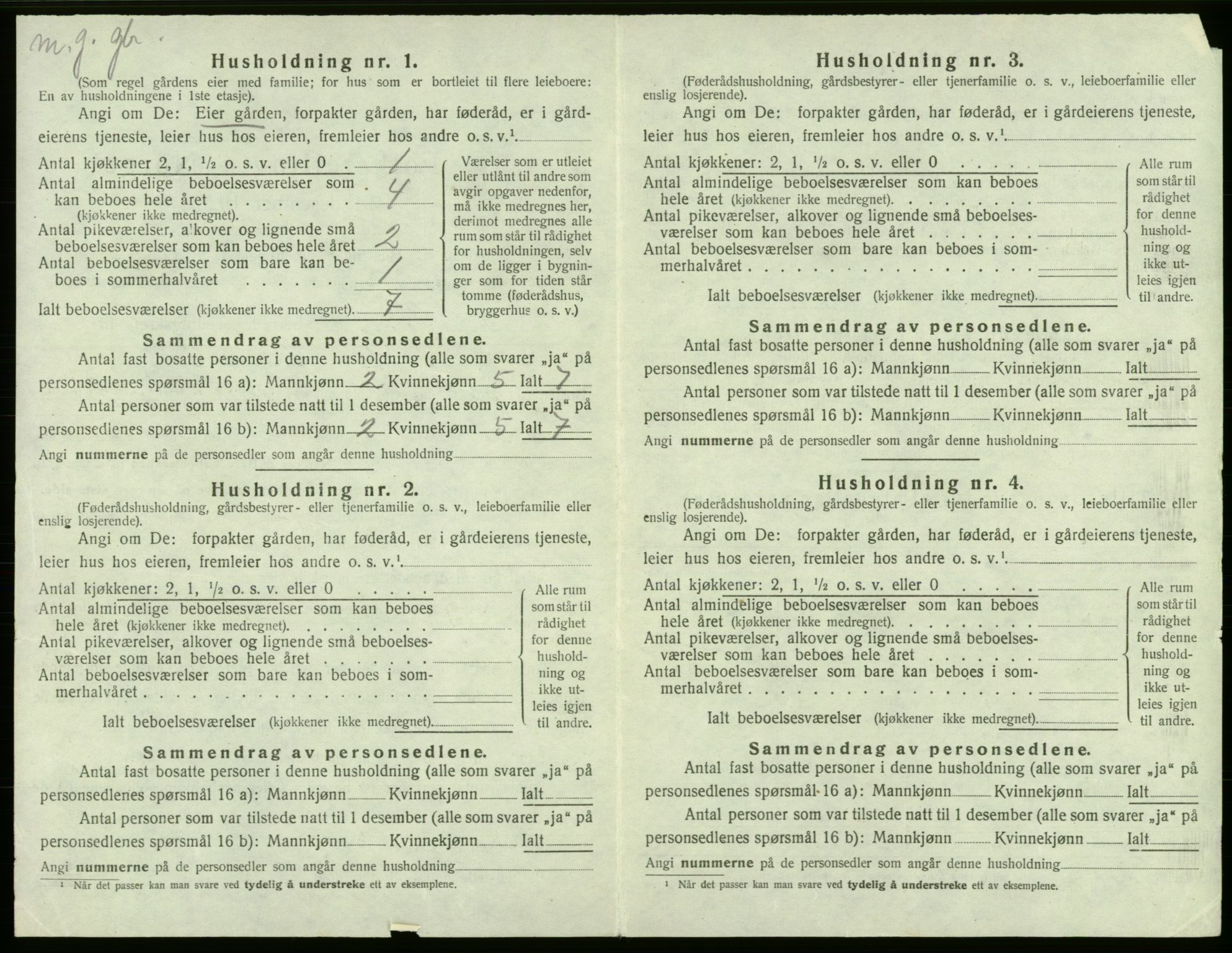 SAB, 1920 census for Moster, 1920, p. 466