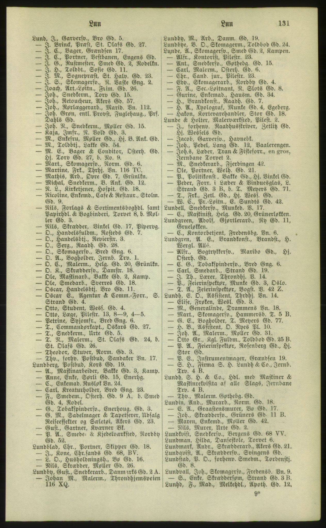 Kristiania/Oslo adressebok, PUBL/-, 1881, p. 131