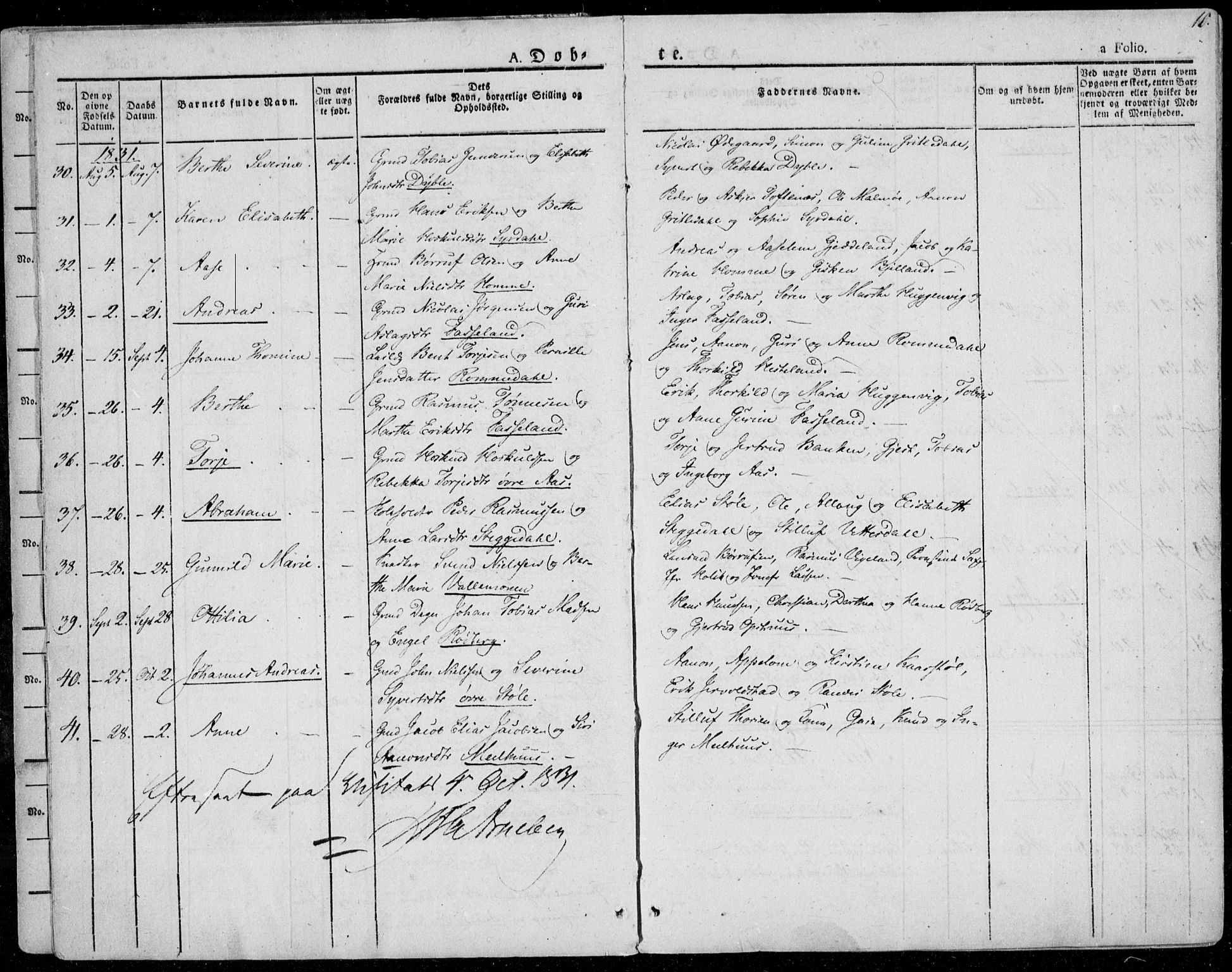 Sør-Audnedal sokneprestkontor, SAK/1111-0039/F/Fa/Fab/L0006: Parish register (official) no. A 6, 1829-1855, p. 10