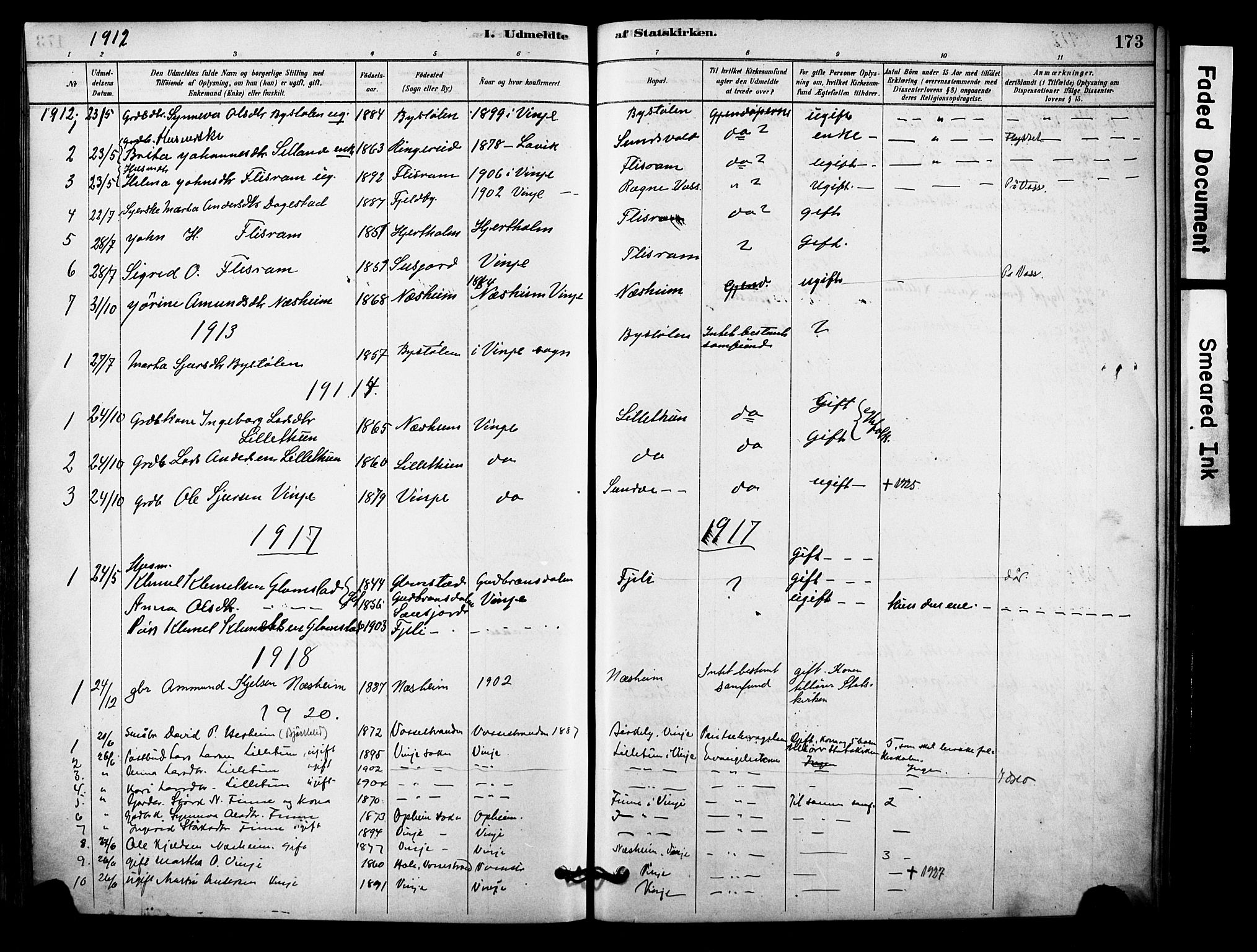 Vossestrand Sokneprestembete, AV/SAB-A-79101/H/Haa: Parish register (official) no. C 1, 1878-1903, p. 173