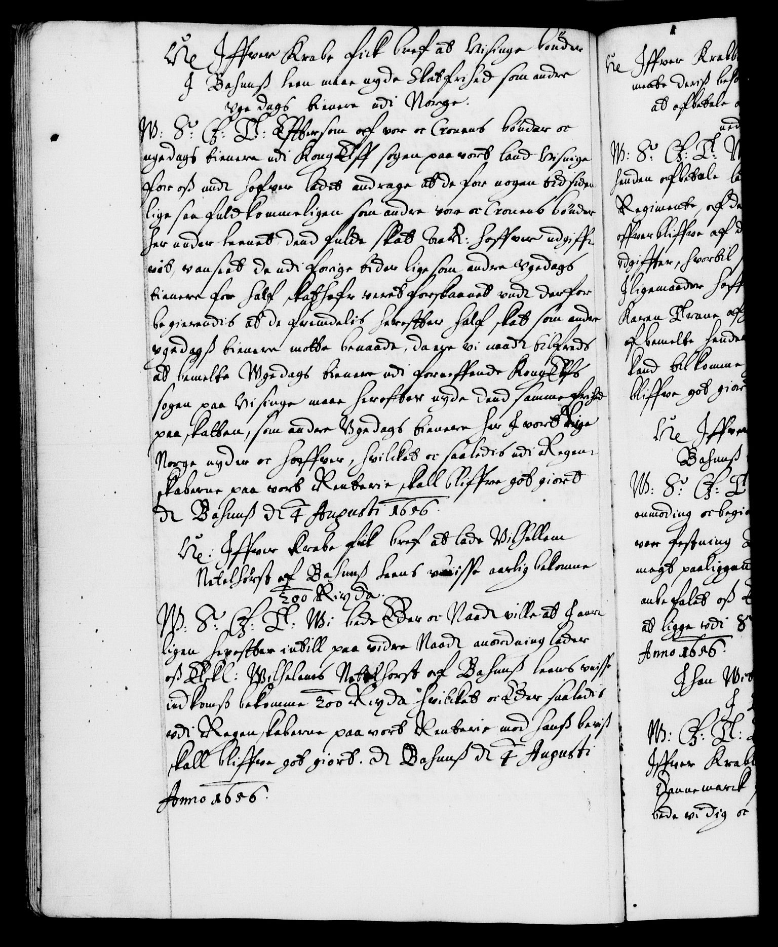 Danske Kanselli 1572-1799, AV/RA-EA-3023/F/Fc/Fca/Fcab/L0009: Norske tegnelser (mikrofilm), 1653-1656, p. 422b