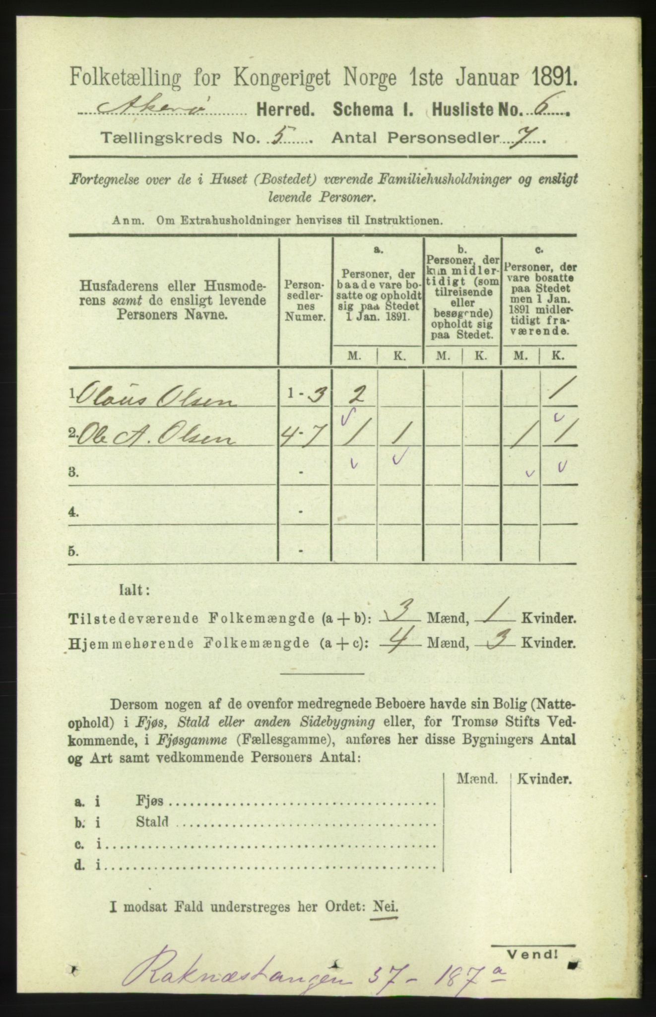 RA, 1891 census for 1545 Aukra, 1891, p. 1943