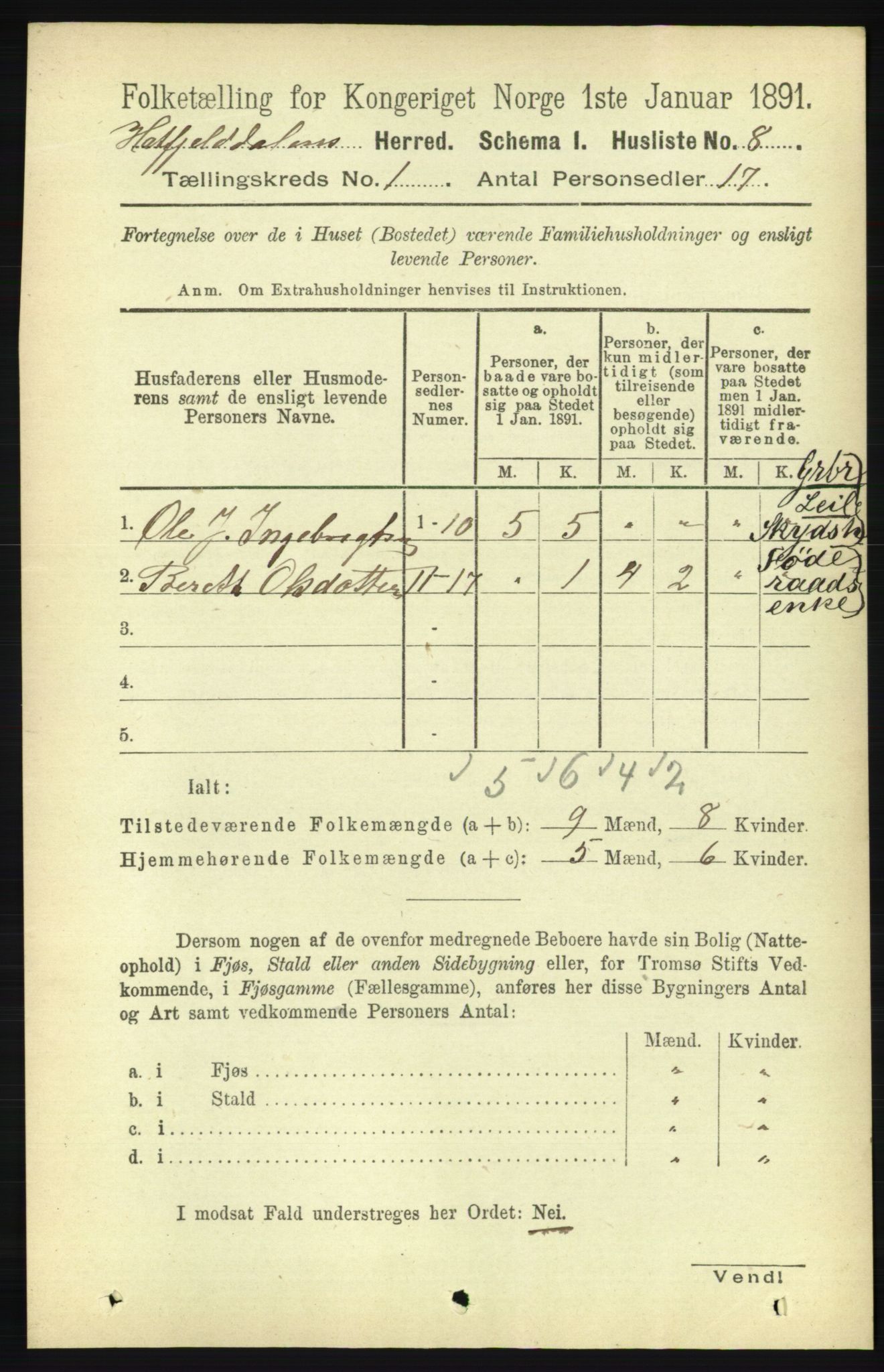 RA, 1891 census for 1826 Hattfjelldal, 1891, p. 25