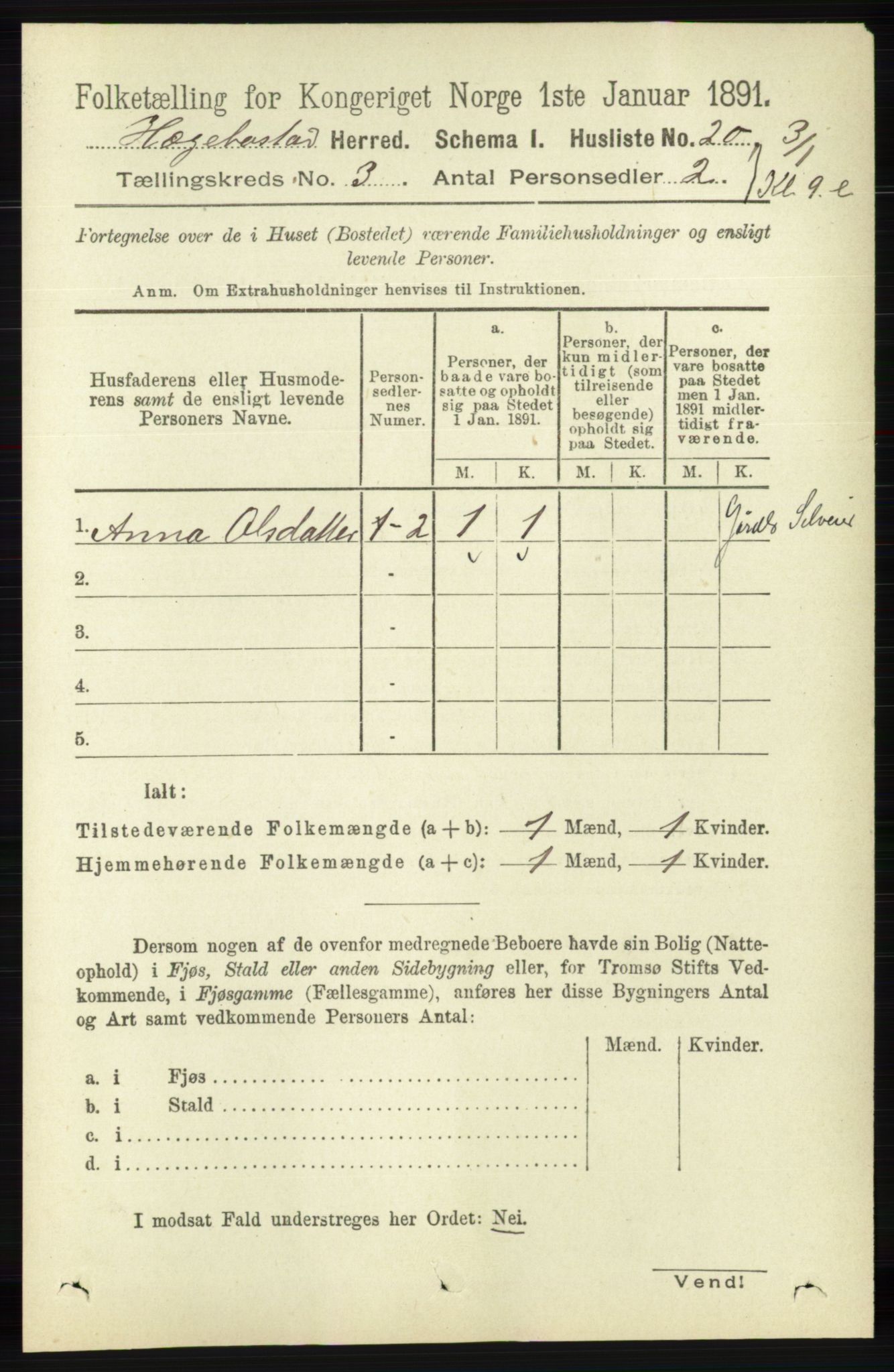 RA, 1891 census for 1034 Hægebostad, 1891, p. 837